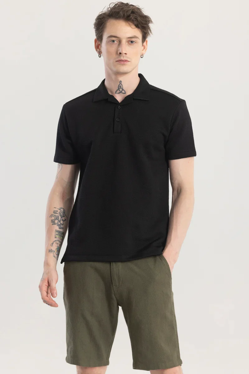 GeoCubique Black Polo T-Shirt - republicanstateiGeoCubique Black Polo T-Shirt - republicanstatei