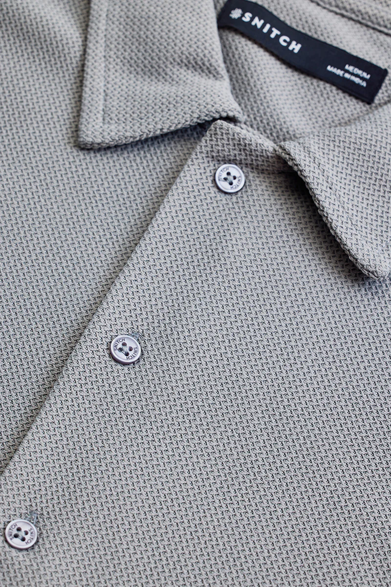Light Grey Textured Polo T-Shirt - republicanstateiLight Grey Textured Polo T-Shirt - republicanstatei