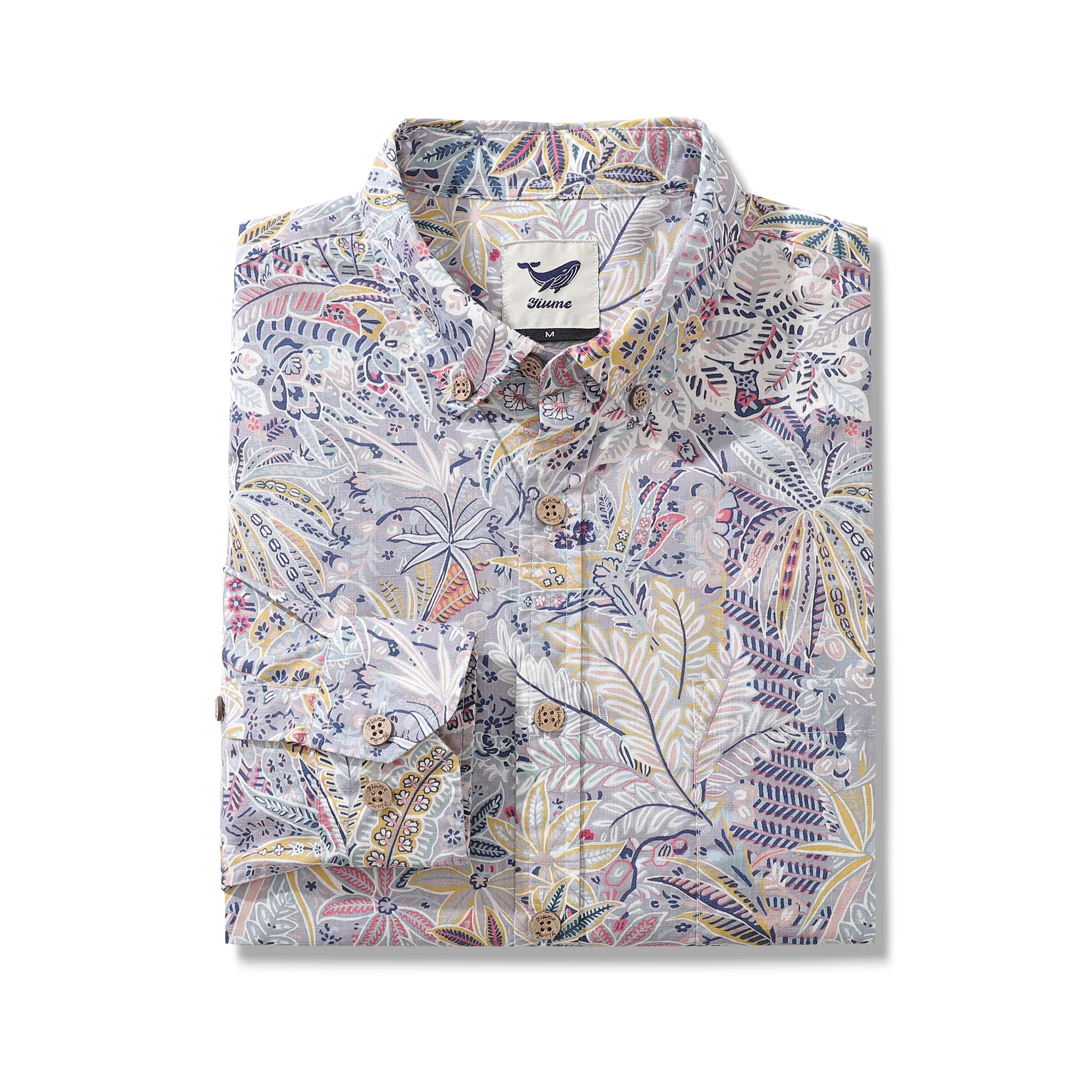 Men's Hawaiian Shirt Tropical Palm Tree Print Cotton Button-down Long Sleeve Aloha Shirt - republicanstateiMen's Hawaiian Shirt Tropical Palm Tree Print Cotton Button-down Long Sleeve Aloha Shirt - republicanstatei