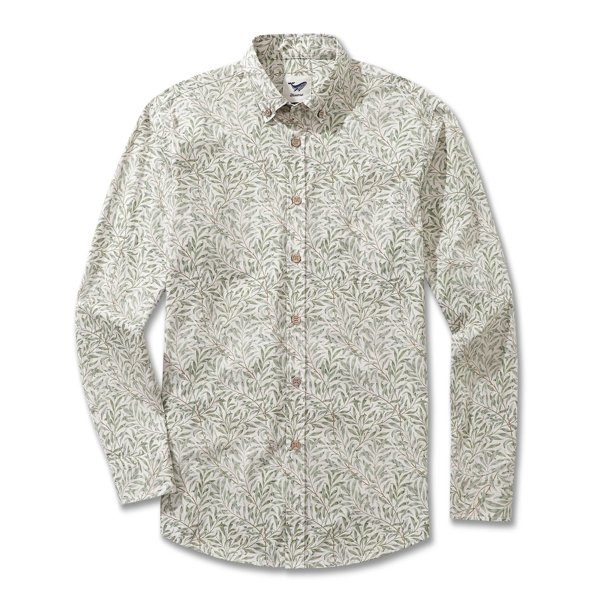 Men's Hawaiian Shirt Willow Cotton Button-down Long Sleeve Aloha Shirt - republicanstateiMen's Hawaiian Shirt Willow Cotton Button-down Long Sleeve Aloha Shirt - republicanstatei