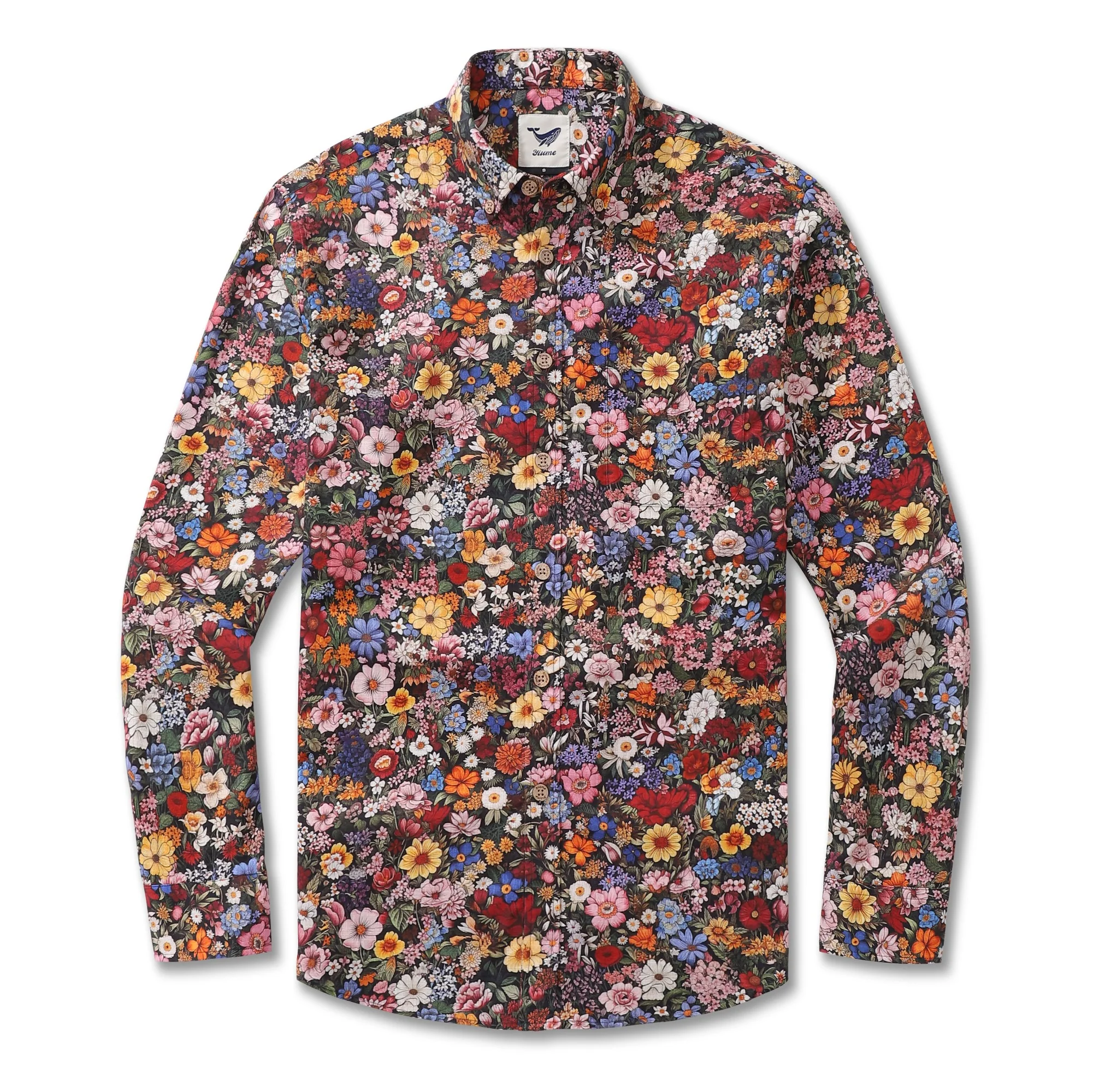 Long Sleeve Hawaiian Shirt For Men Among the Flowers Cotton Button-down Aloha Shirt - republicanstateiLong Sleeve Hawaiian Shirt For Men Among the Flowers Cotton Button-down Aloha Shirt - republicanstatei