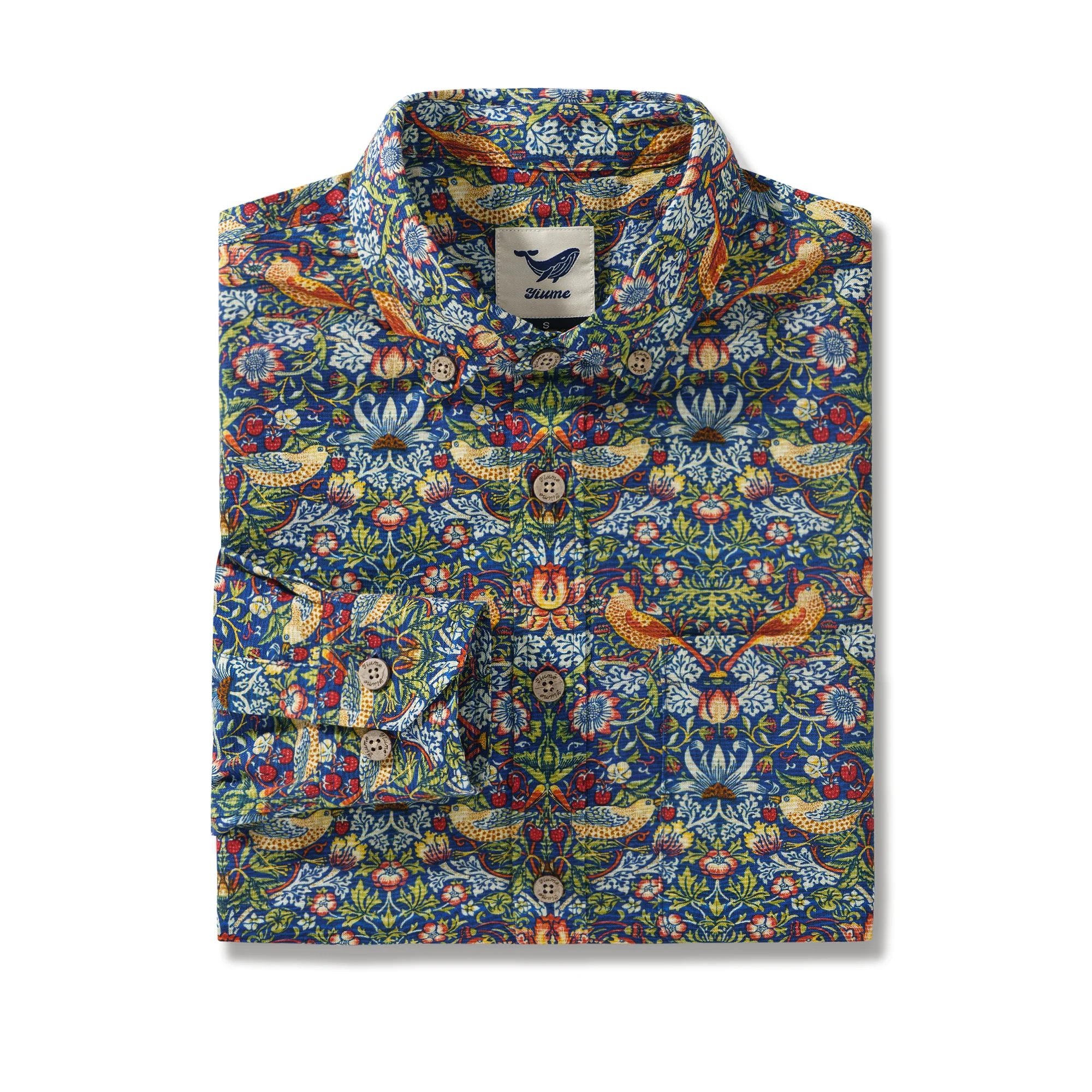 Long Sleeve Hawaiian Shirt For Men Strawberry Thief Designer Morris Cotton Button-down Aloha Shirt - republicanstateiLong Sleeve Hawaiian Shirt For Men Strawberry Thief Designer Morris Cotton Button-down Aloha Shirt - republicanstatei