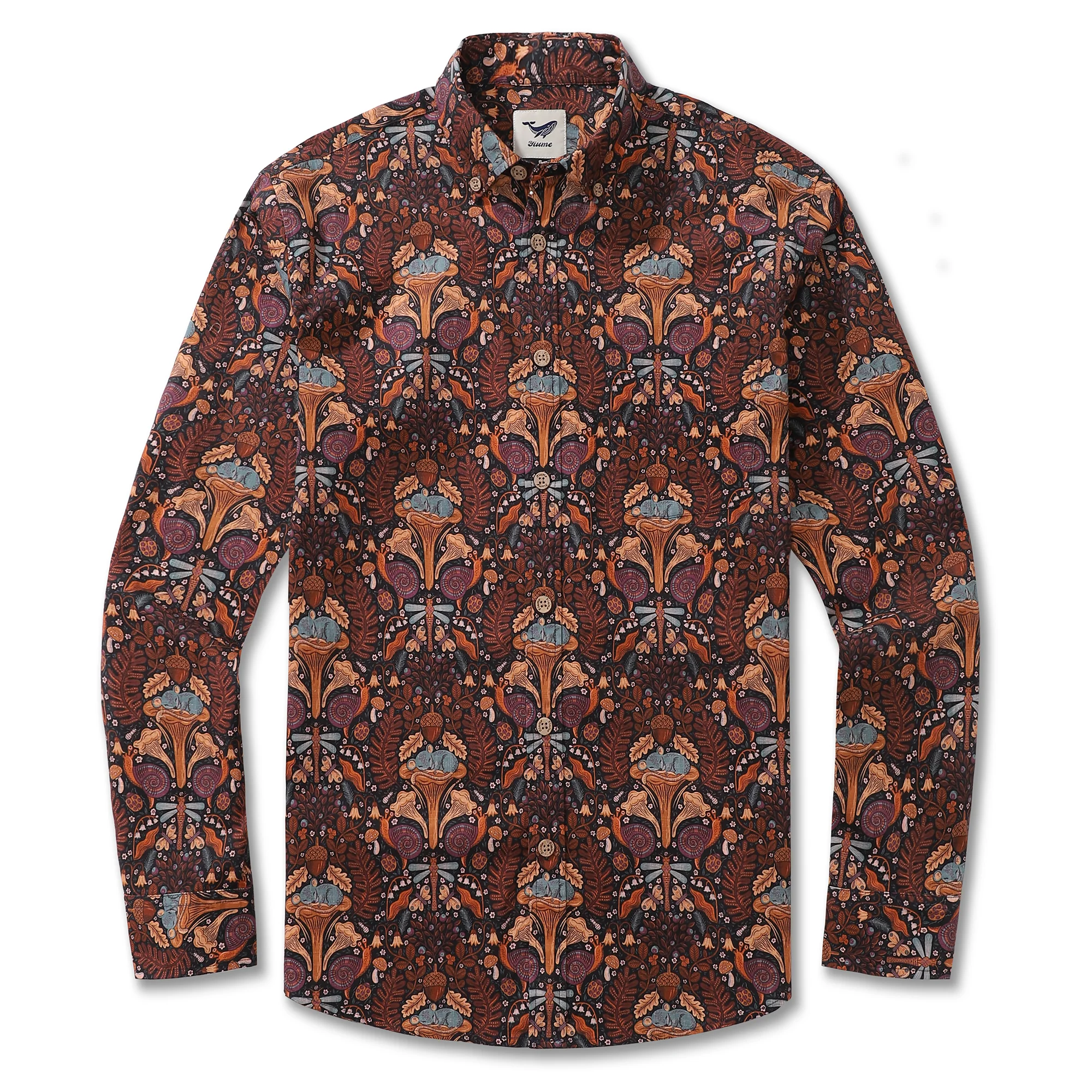 Long Sleeve Men's Hawaiian Shirt Chanterelle Forest Naptime By Rebecca Elfast Cotton Button-down Aloha Shirt - republicanstateiLong Sleeve Men's Hawaiian Shirt Chanterelle Forest Naptime By Rebecca Elfast Cotton Button-down Aloha Shirt - republicanstatei