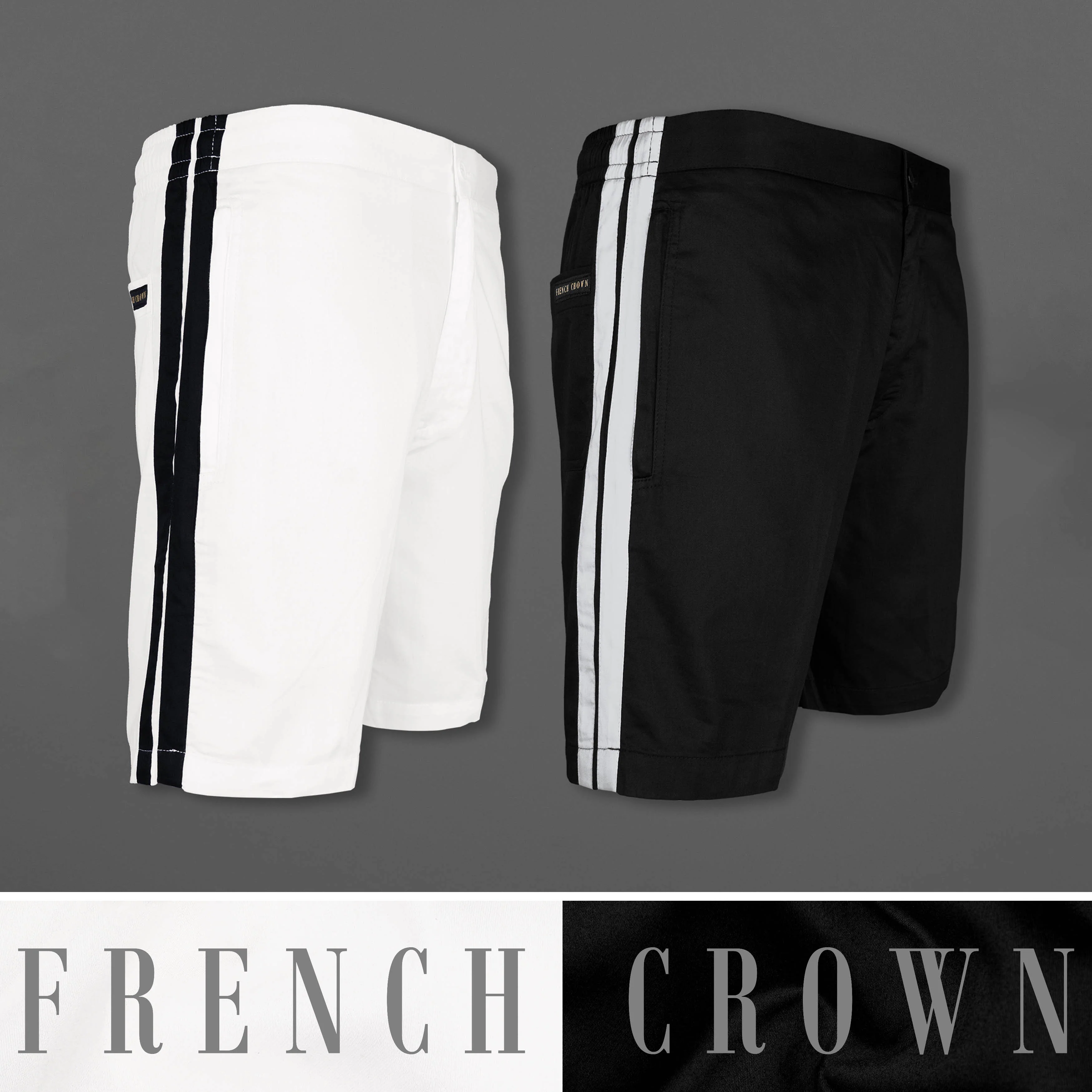 Jade Black and Bright White Contrast Striped Super Soft Premium Cotton Designer Shorts - republicanstateiJade Black and Bright White Contrast Striped Super Soft Premium Cotton Designer Shorts - republicanstatei