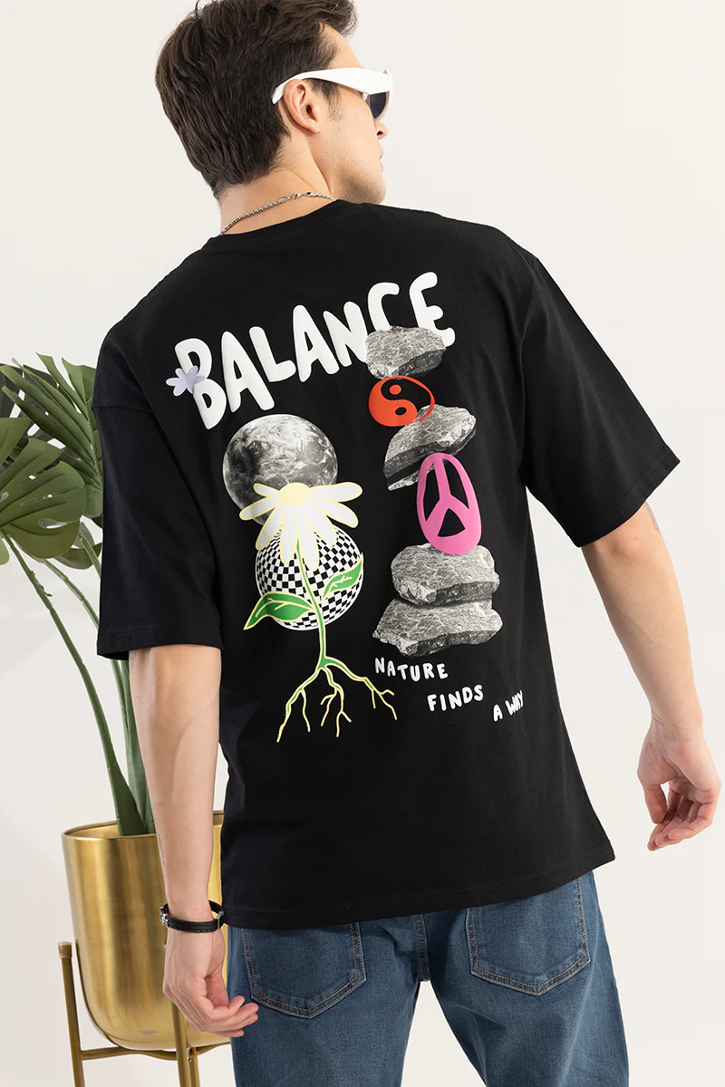 Balance Black Oversized T-Shirt - republicanstateiBalance Black Oversized T-Shirt - republicanstatei