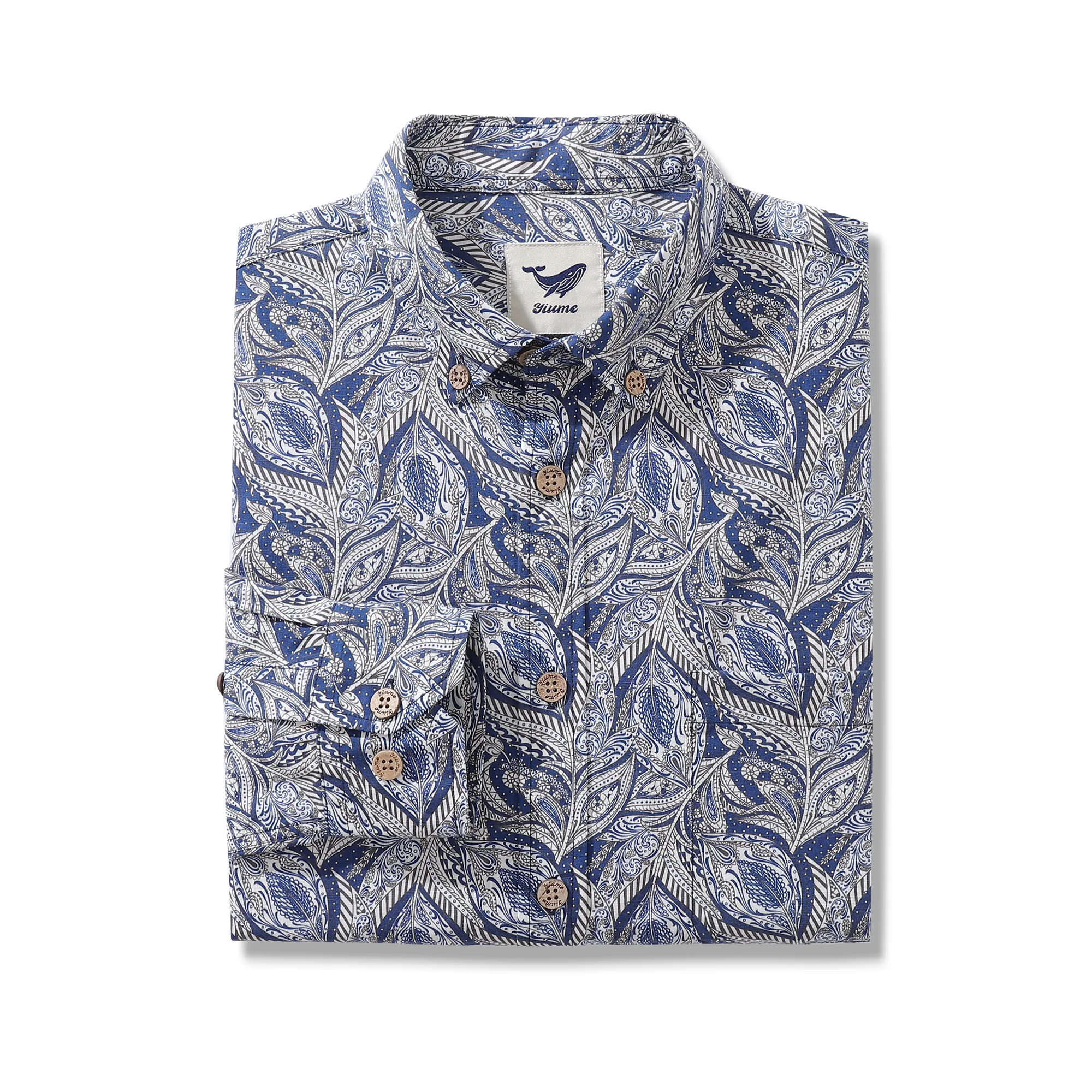 Men's Hawaiian Floral Pattern Series 1 Elm Tree Print Cotton Button-down Long Sleeve Aloha Shirt - republicanstateiMen's Hawaiian Floral Pattern Series 1 Elm Tree Print Cotton Button-down Long Sleeve Aloha Shirt - republicanstatei