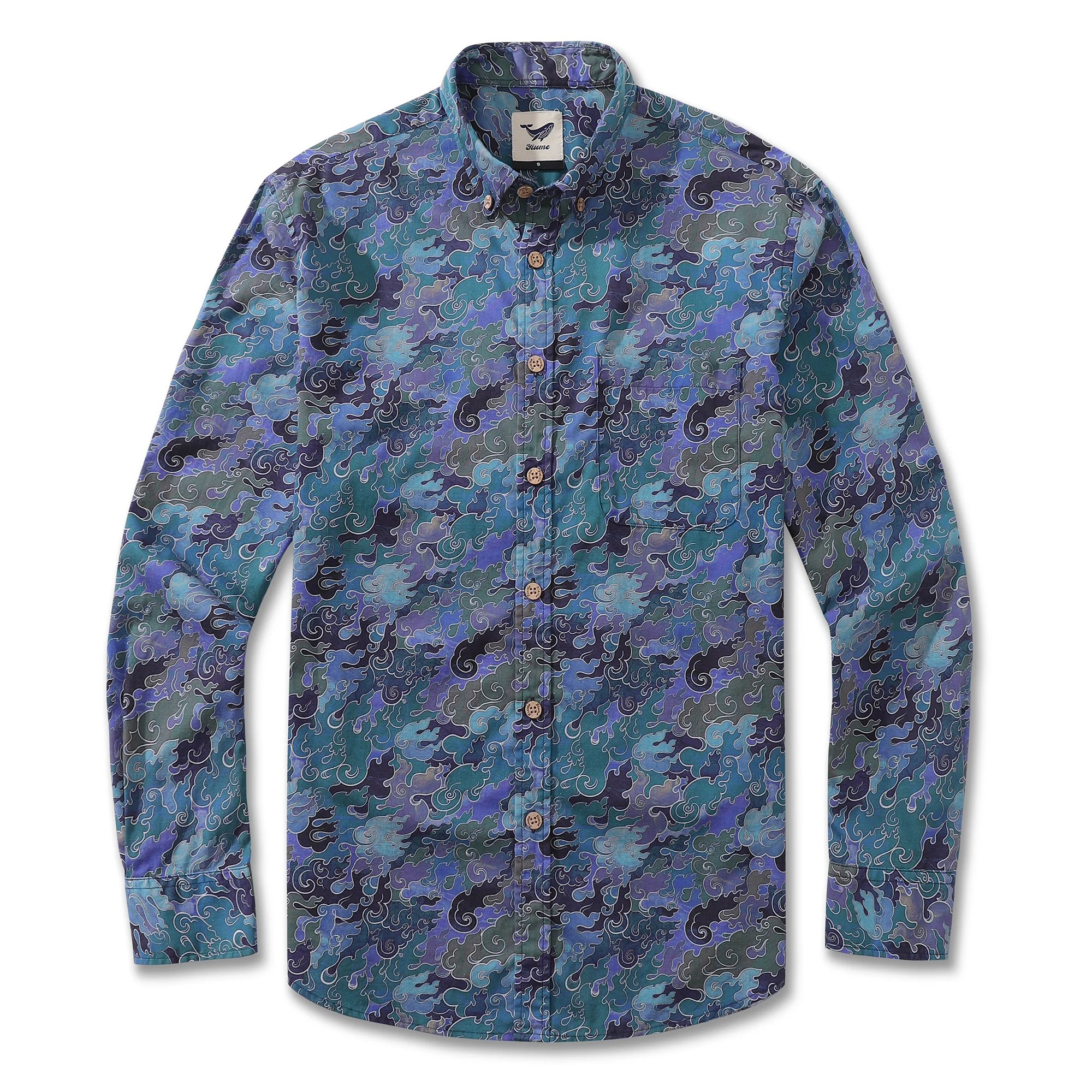 Men's Hawaiian Shirt Serene Waves Cotton Button-down Long Sleeve Aloha Shirt - republicanstateiMen's Hawaiian Shirt Serene Waves Cotton Button-down Long Sleeve Aloha Shirt - republicanstatei