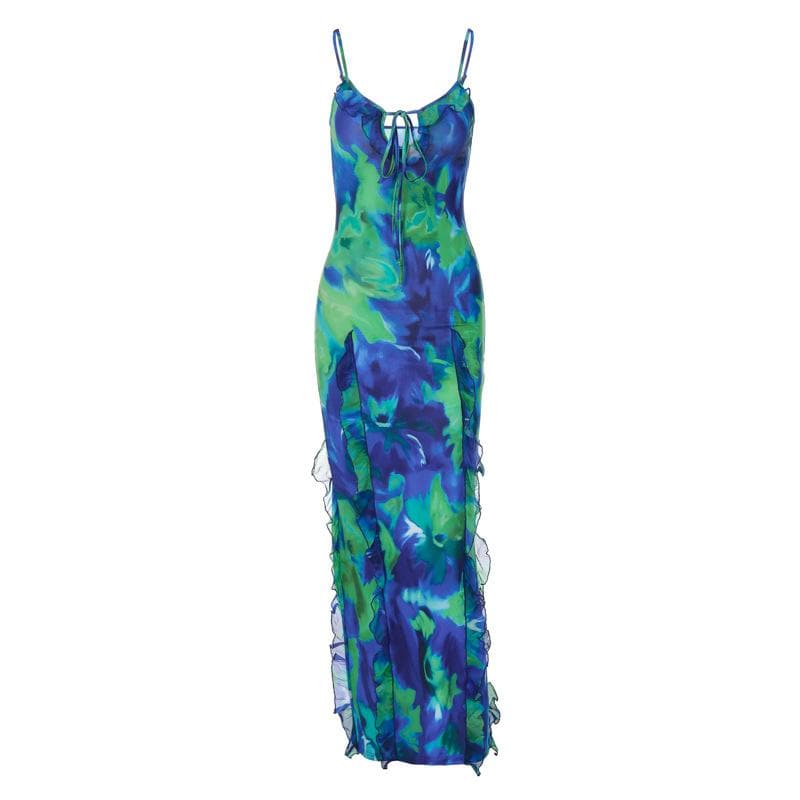Tie dye ruffle cami maxi dress - republicanstateiTie dye ruffle cami maxi dress - republicanstatei