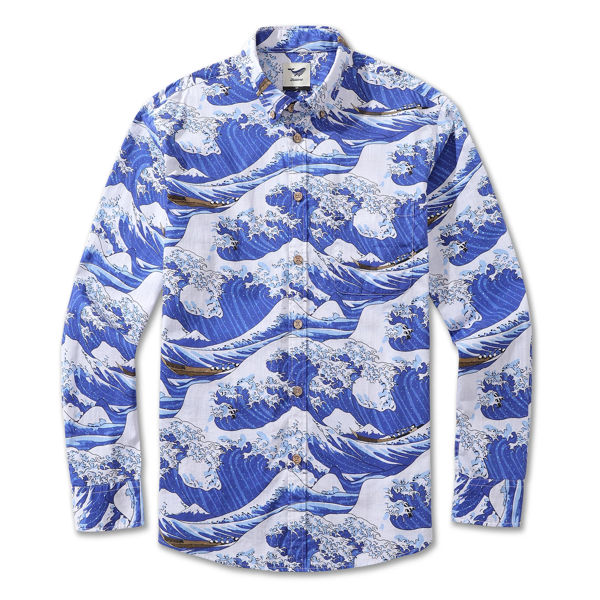 Men's Hawaiian Shirt Ocean Waves Japanese Ukiyo-e Print Cotton Button-down Long Sleeve Aloha Shirt - republicanstateiMen's Hawaiian Shirt Ocean Waves Japanese Ukiyo-e Print Cotton Button-down Long Sleeve Aloha Shirt - republicanstatei