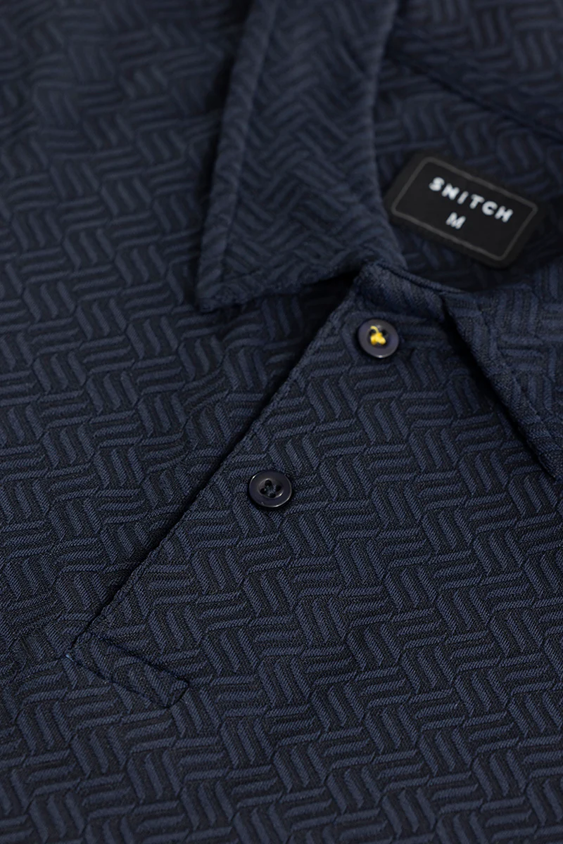 Triline Knit Navy Polo T-Shirt - republicanstateiTriline Knit Navy Polo T-Shirt - republicanstatei