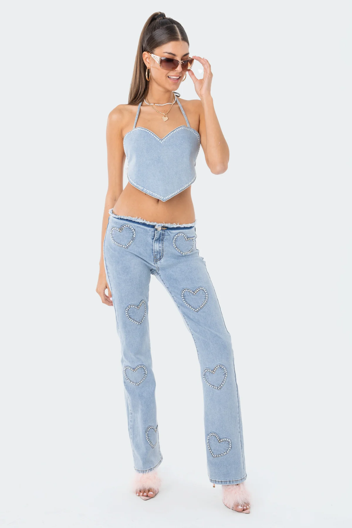 Pearly Heart Low-Rise Jeans - republicanstateiPearly Heart Low-Rise Jeans - republicanstatei