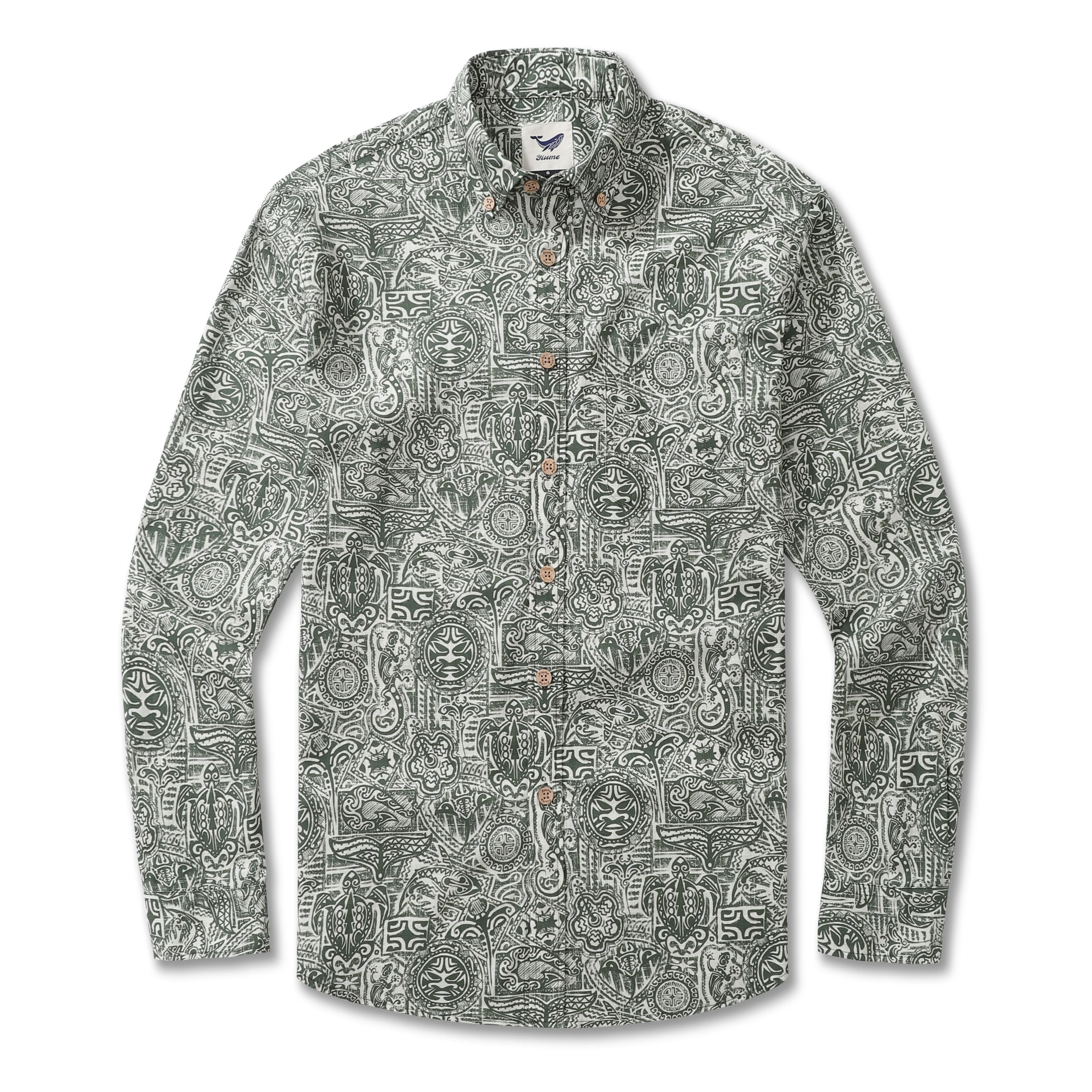 Long Sleeve Hawaiian Shirt For Men Guardian Totem Cotton Button-down Aloha Shirt - republicanstateiLong Sleeve Hawaiian Shirt For Men Guardian Totem Cotton Button-down Aloha Shirt - republicanstatei