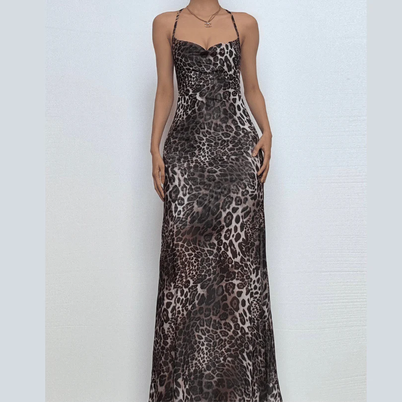 Halter leopard print maxi dress - republicanstateiHalter leopard print maxi dress - republicanstatei