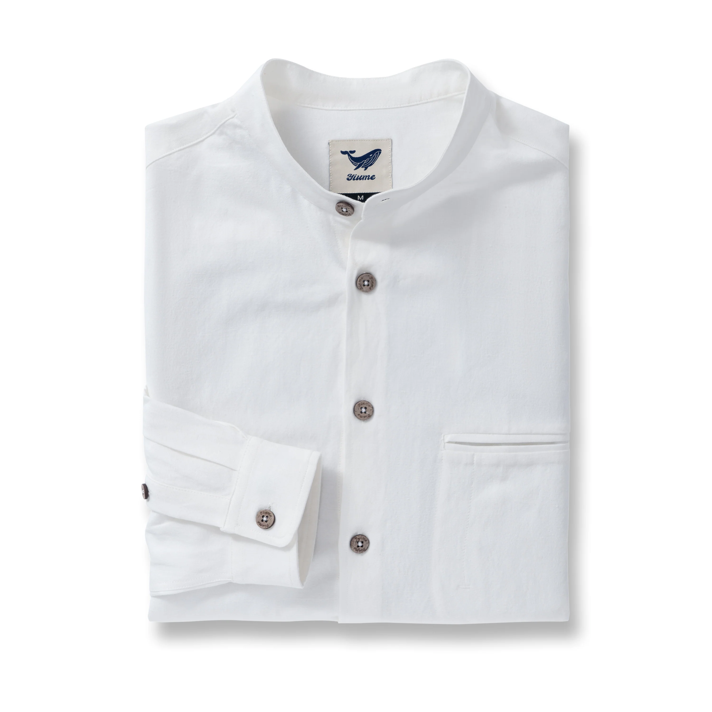 Hawaiian Shirt For Men Italian Nobleman's Ramie Band Collar Shirt - White - republicanstateiHawaiian Shirt For Men Italian Nobleman's Ramie Band Collar Shirt - White - republicanstatei