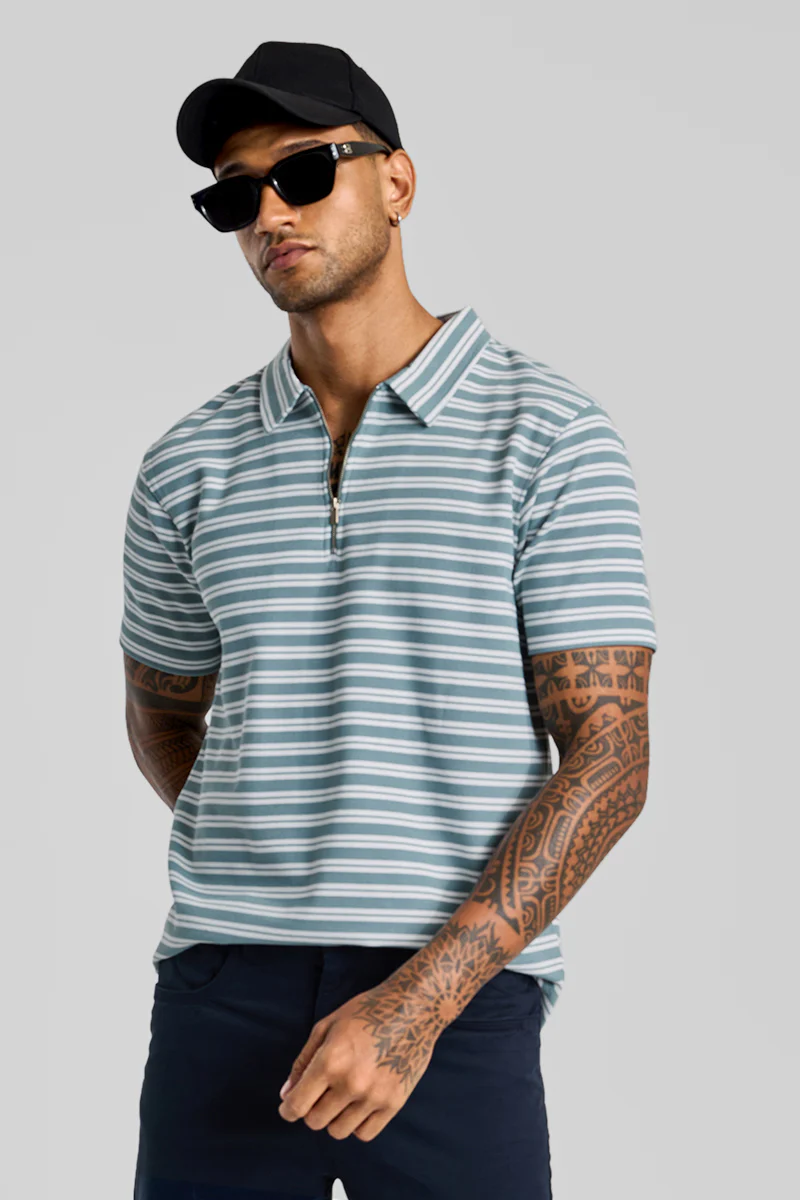 Light Blue Zipper Polo T-Shirt - republicanstateiLight Blue Zipper Polo T-Shirt - republicanstatei