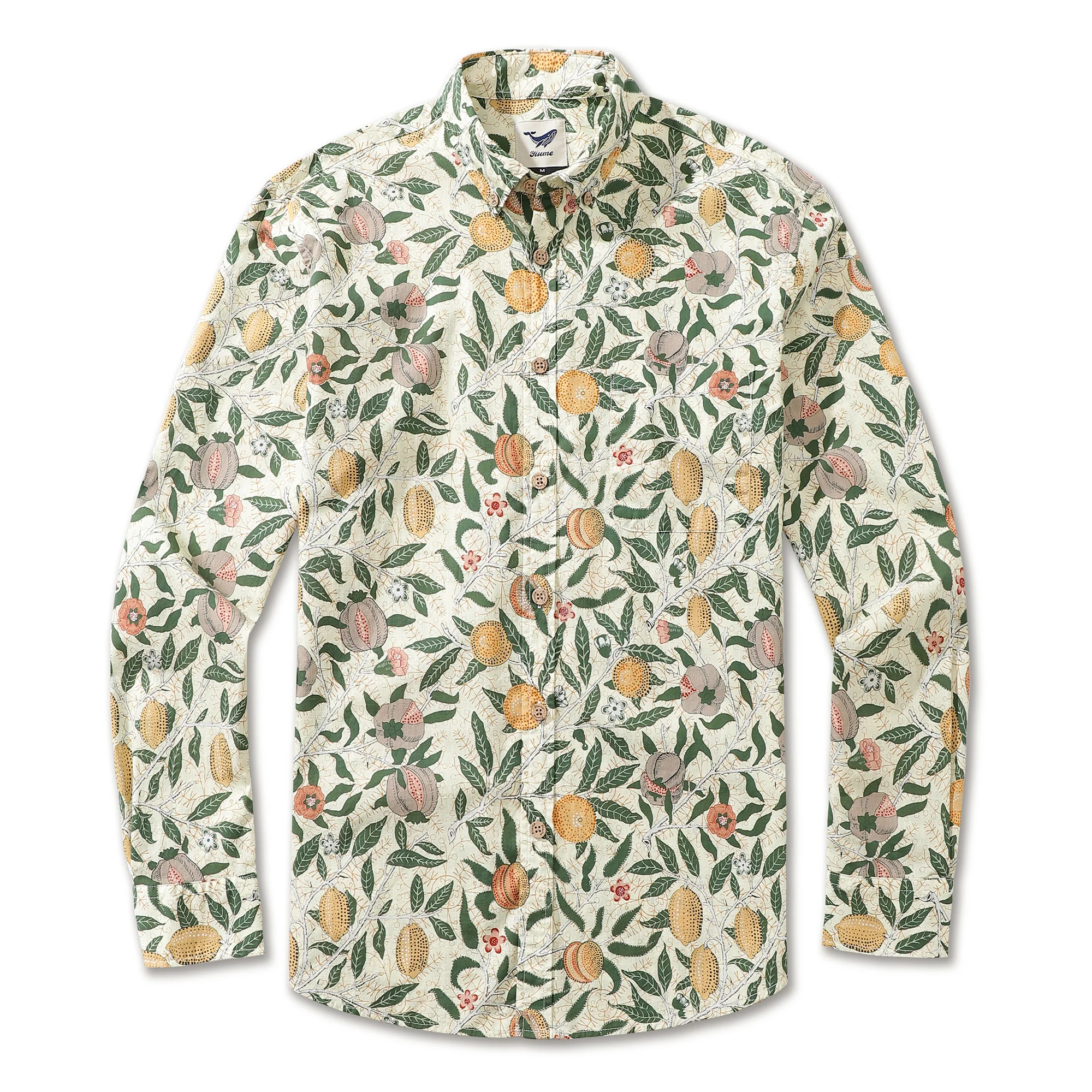 Men's Hawaiian Shirt William Morris Fruit Pomegranates Designer Cotton Button-down Long Sleeve Aloha Shirt - republicanstateiMen's Hawaiian Shirt William Morris Fruit Pomegranates Designer Cotton Button-down Long Sleeve Aloha Shirt - republicanstatei