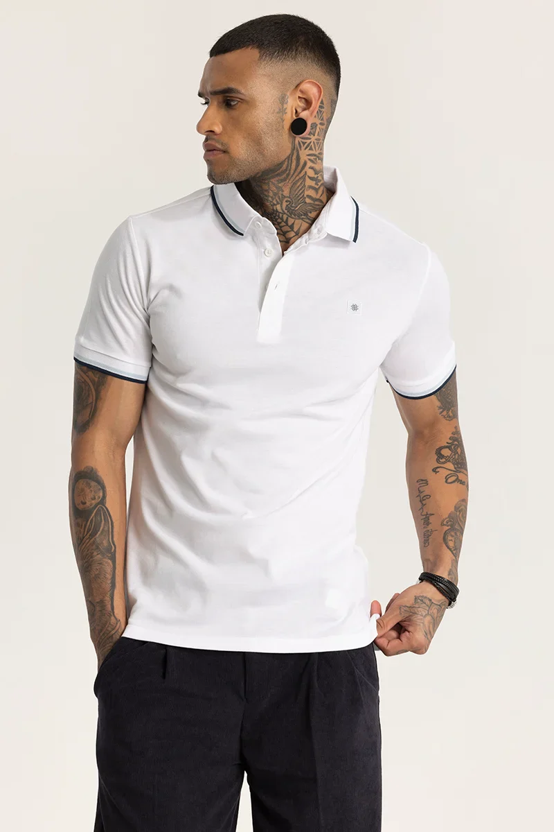 White Slim Fit Polo T-Shirt - republicanstateiWhite Slim Fit Polo T-Shirt - republicanstatei