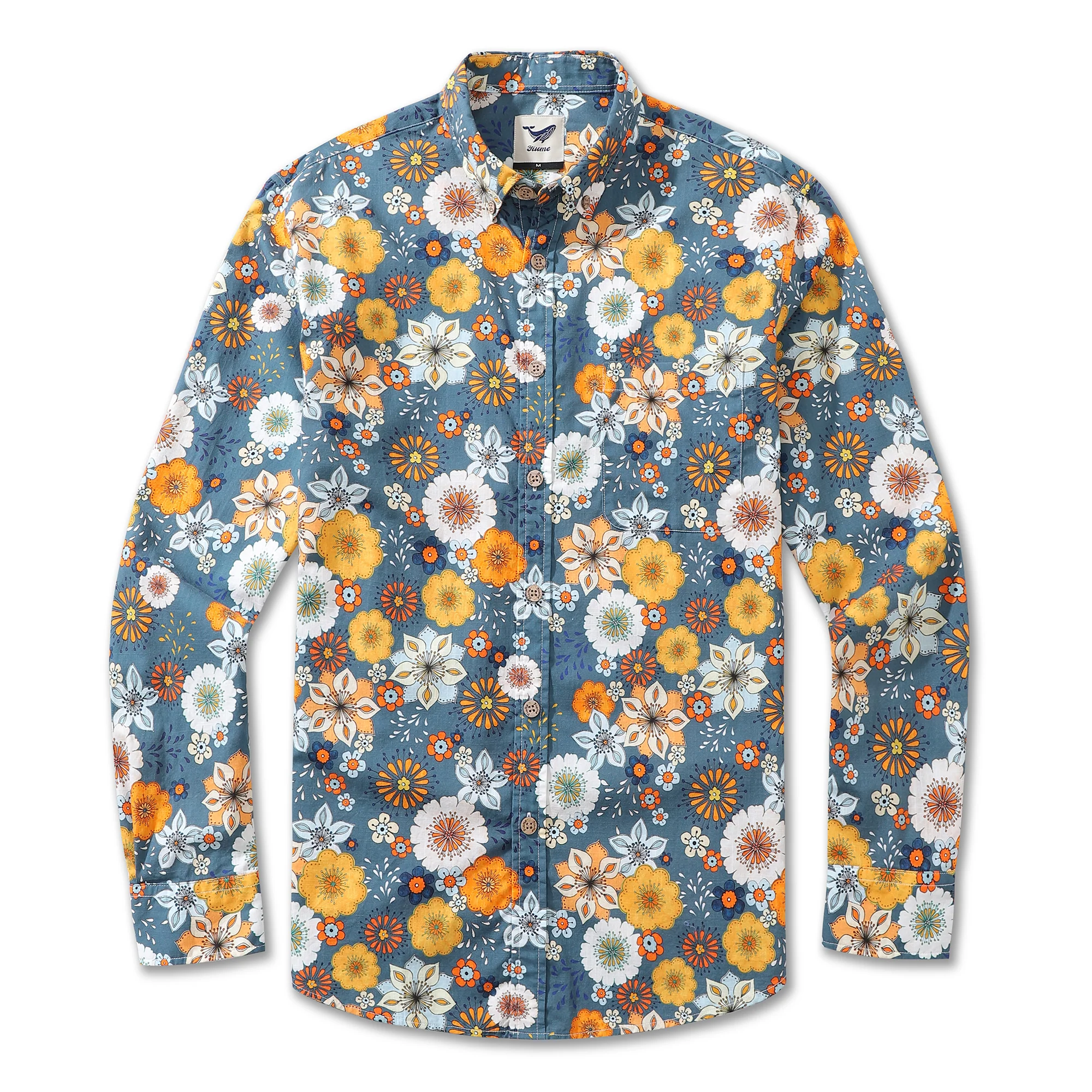 Men's Long Sleeve Hawaiian Shirt 60's Floral Print By Samantha O' Malley Cotton Button-down Aloha Shirt - republicanstateiMen's Long Sleeve Hawaiian Shirt 60's Floral Print By Samantha O' Malley Cotton Button-down Aloha Shirt - republicanstatei