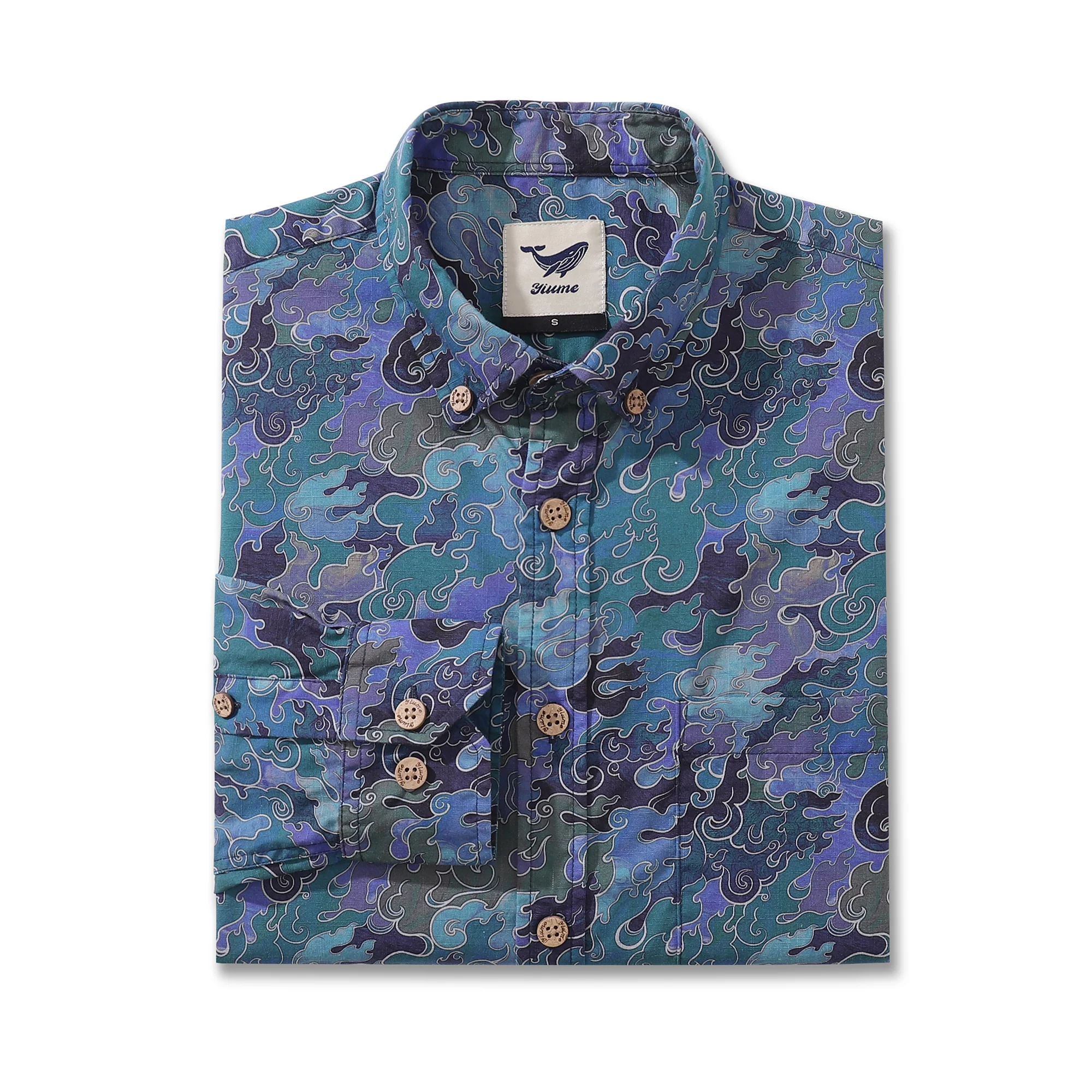Men's Hawaiian Shirt Serene Waves Cotton Button-down Long Sleeve Aloha Shirt - republicanstateiMen's Hawaiian Shirt Serene Waves Cotton Button-down Long Sleeve Aloha Shirt - republicanstatei