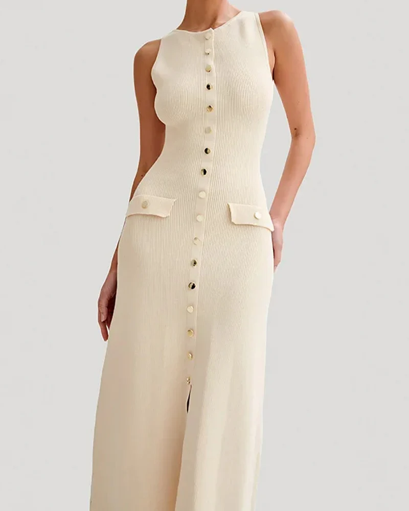 Elegant Round Neck Knit Dress - republicanstateiElegant Round Neck Knit Dress - republicanstatei