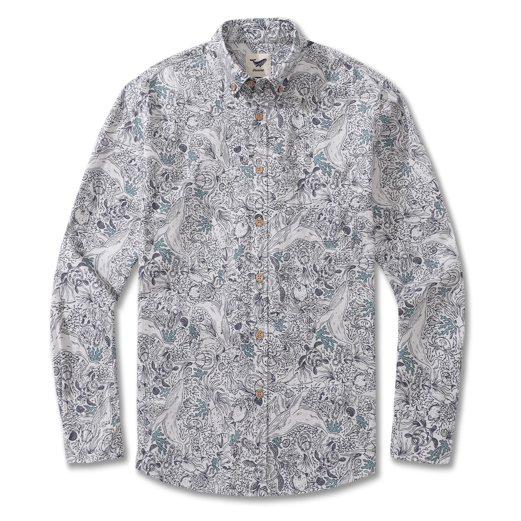 Men's Hawaiian Shirt Ocean Overture By Jillian Anderson Cotton Button-down Long Sleeve Aloha Shirt - republicanstateiMen's Hawaiian Shirt Ocean Overture By Jillian Anderson Cotton Button-down Long Sleeve Aloha Shirt - republicanstatei