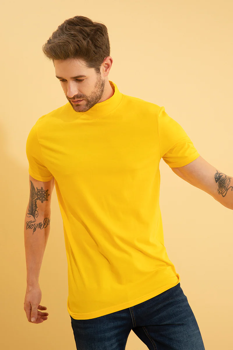 Solid Yellow Turtle Neck T-Shirt - republicanstateiSolid Yellow Turtle Neck T-Shirt - republicanstatei