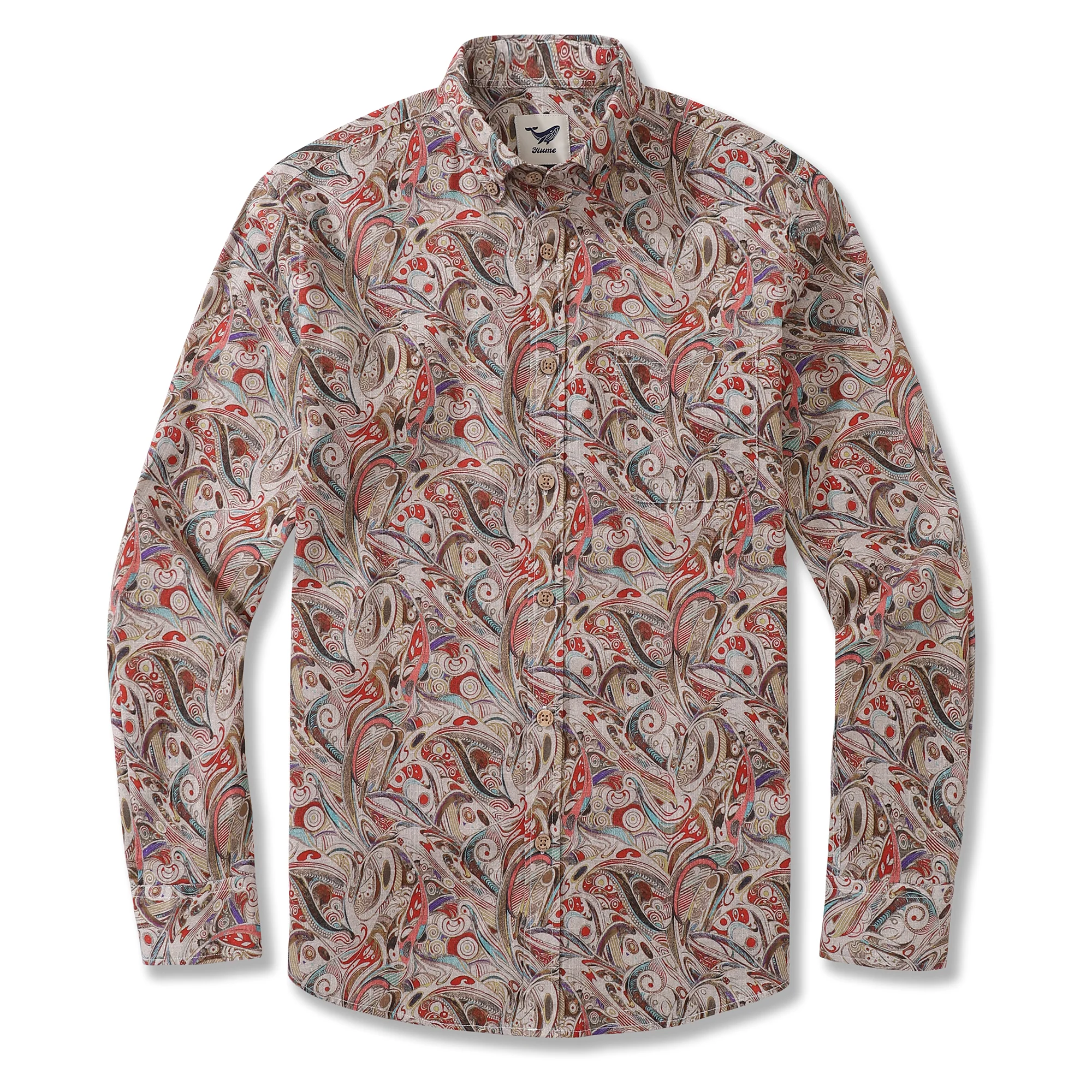 Men's Hawaiian Shirt Geometry of Tradition Cotton Button-down Long Sleeve Aloha Shirt - republicanstateiMen's Hawaiian Shirt Geometry of Tradition Cotton Button-down Long Sleeve Aloha Shirt - republicanstatei