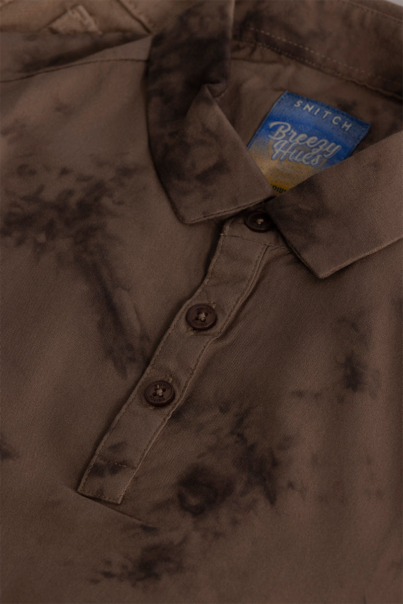 Tidal Dye Brown Polo T-Shirt - republicanstateiTidal Dye Brown Polo T-Shirt - republicanstatei