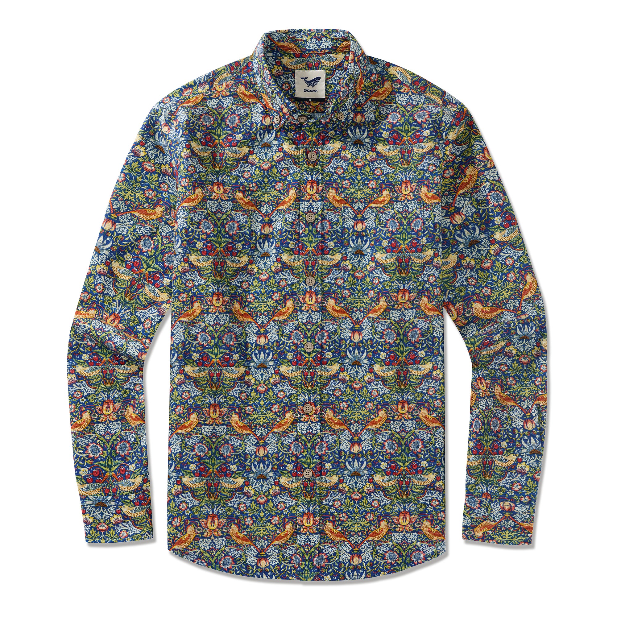 Long Sleeve Hawaiian Shirt For Men Strawberry Thief Designer Morris Cotton Button-down Aloha Shirt - republicanstateiLong Sleeve Hawaiian Shirt For Men Strawberry Thief Designer Morris Cotton Button-down Aloha Shirt - republicanstatei