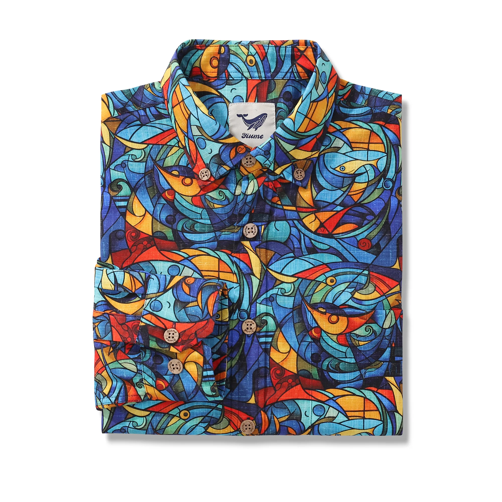 Long Sleeve Hawaiian Shirt For Men Cubism Cotton Button-down Aloha Shirt - republicanstateiLong Sleeve Hawaiian Shirt For Men Cubism Cotton Button-down Aloha Shirt - republicanstatei