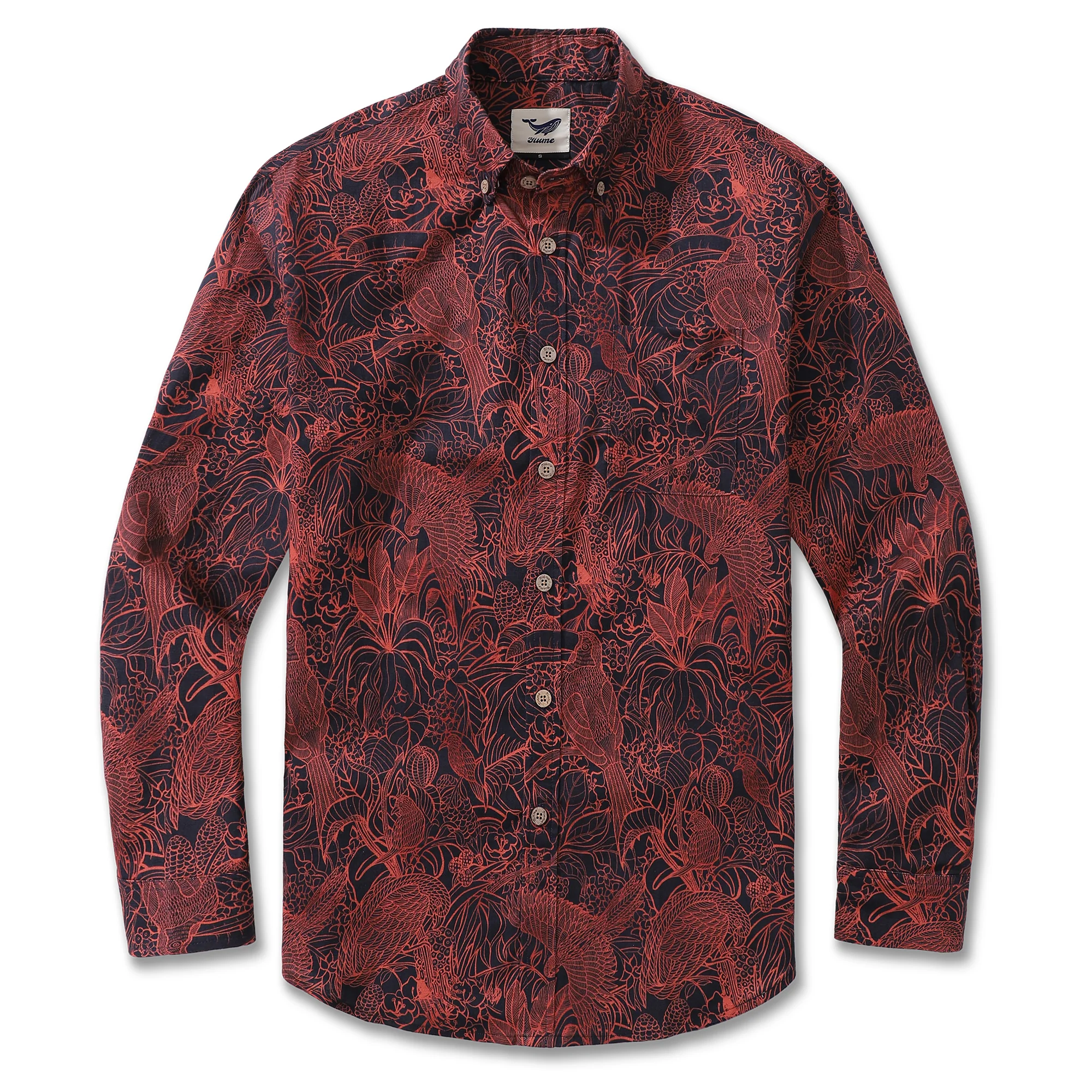 Long Sleeve Hawaiian Shirt For Men The World of Birds Cotton Button-down Aloha Shirt - republicanstateiLong Sleeve Hawaiian Shirt For Men The World of Birds Cotton Button-down Aloha Shirt - republicanstatei