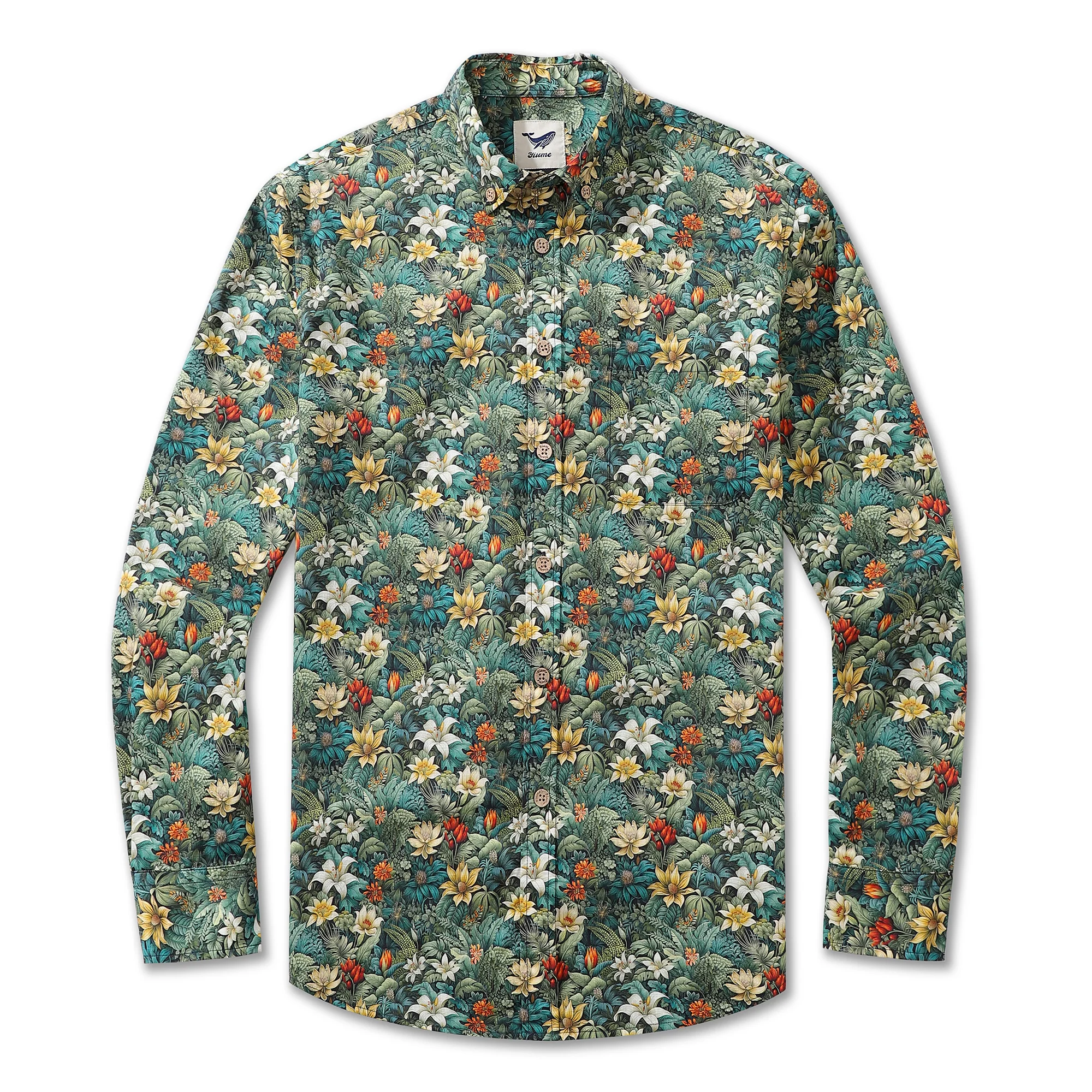 Men's Hawaiian Shirt Jungle Adventure Print Cotton Button-down Long Sleeve Aloha Shirt - republicanstateiMen's Hawaiian Shirt Jungle Adventure Print Cotton Button-down Long Sleeve Aloha Shirt - republicanstatei
