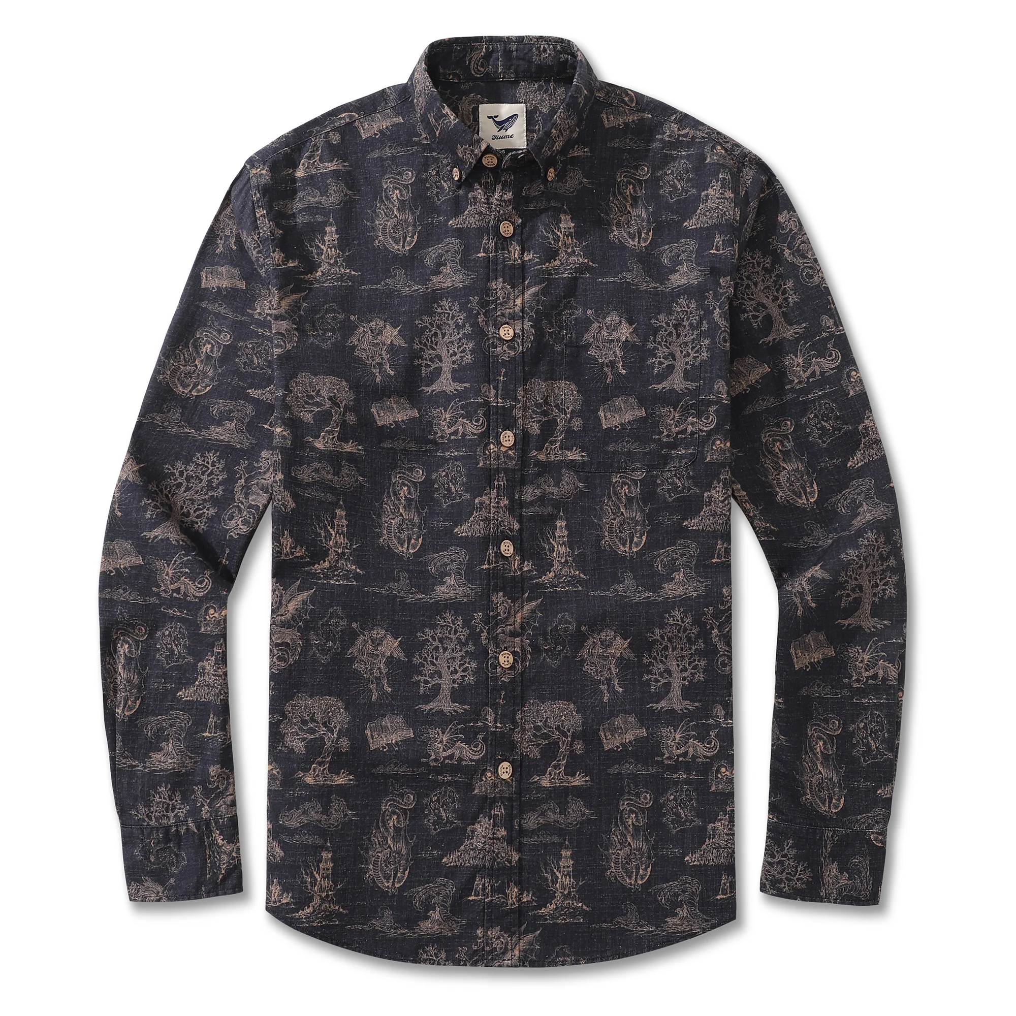 Men's Hawaiian Shirt Evil Dragon Knight Cotton Button-down Long Sleeve Aloha Shirt - republicanstateiMen's Hawaiian Shirt Evil Dragon Knight Cotton Button-down Long Sleeve Aloha Shirt - republicanstatei