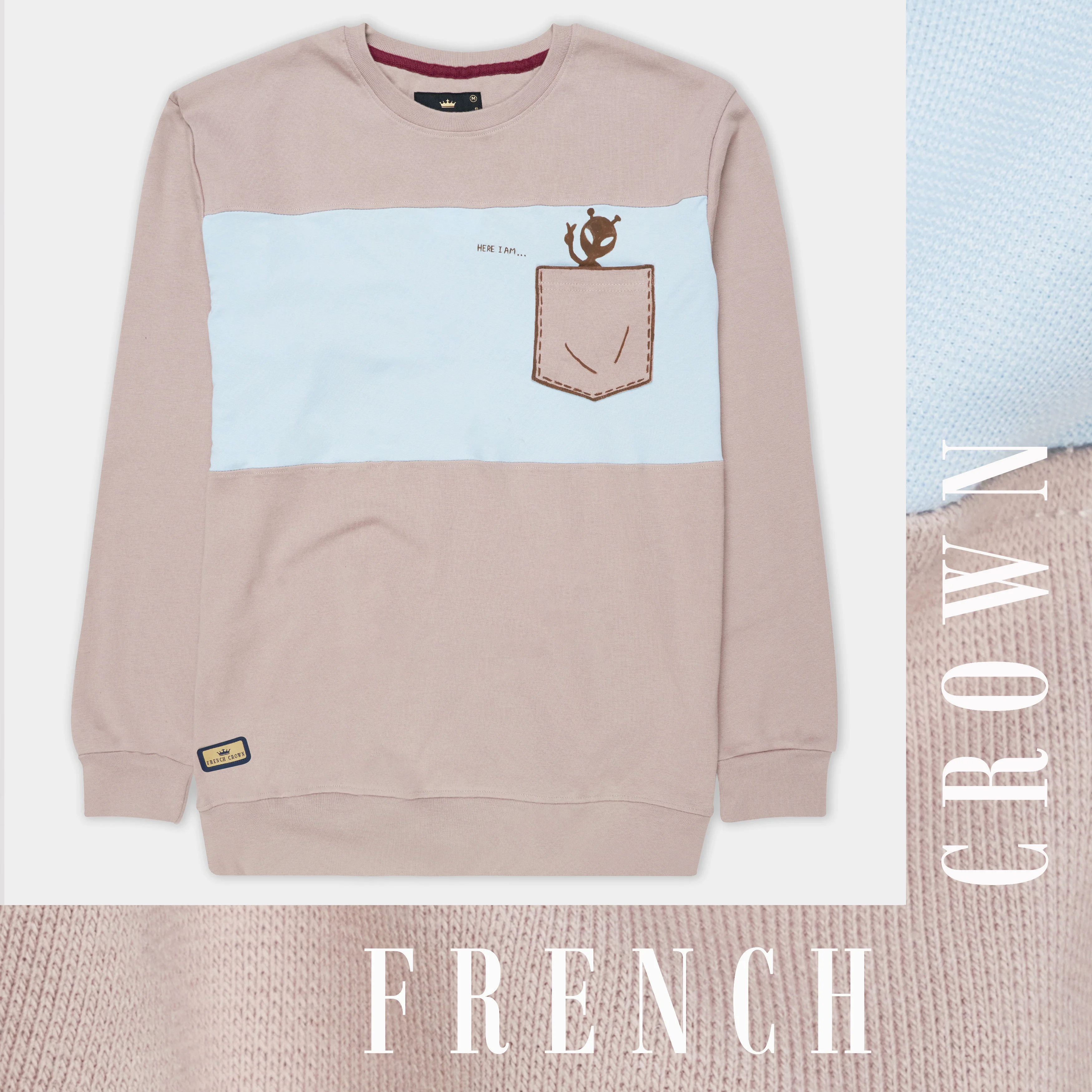 Blossom Brown and Beau Blue Hand Painted Premium Cotton Jersey Sweatshirt - republicanstateiBlossom Brown and Beau Blue Hand Painted Premium Cotton Jersey Sweatshirt - republicanstatei