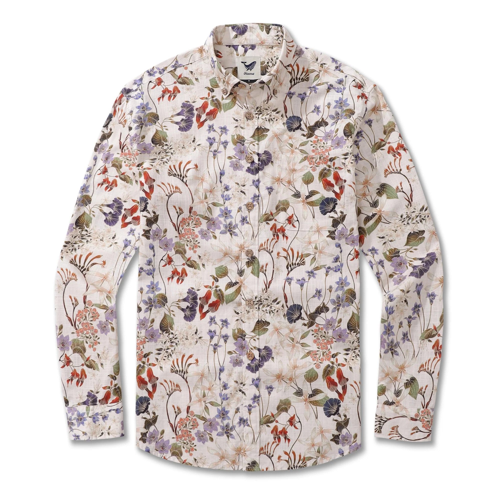 Long Sleeve Hawaiian Shirt For Men Australian Wildflower Mid Cotton Button-down Aloha Shirt - republicanstateiLong Sleeve Hawaiian Shirt For Men Australian Wildflower Mid Cotton Button-down Aloha Shirt - republicanstatei