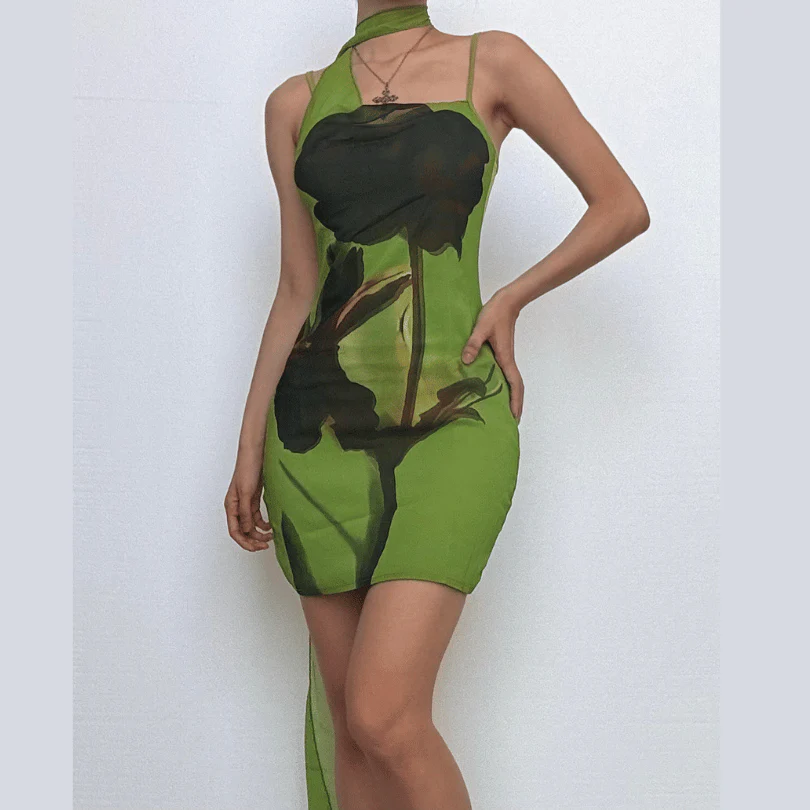U neck print cami mini dress - republicanstateiU neck print cami mini dress - republicanstatei