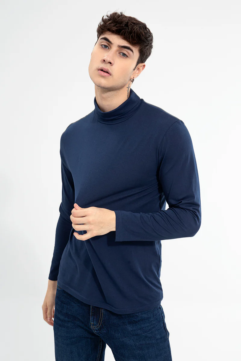 High Neck Navy T-Shirt - republicanstateiHigh Neck Navy T-Shirt - republicanstatei