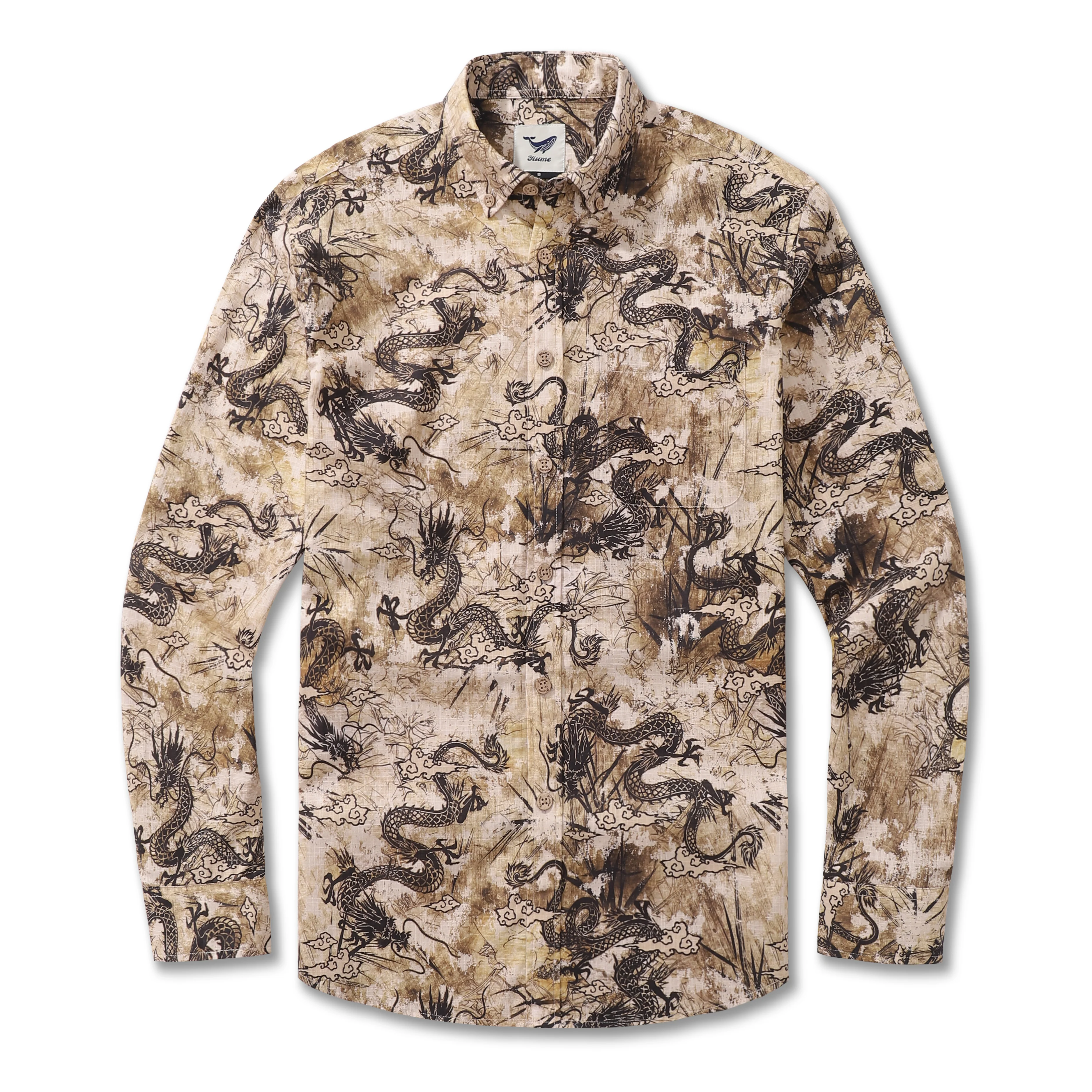 Long Sleeve Hawaiian Shirt For Men Dragon Totem Pattern Cotton Button-down Aloha Shirt - republicanstateiLong Sleeve Hawaiian Shirt For Men Dragon Totem Pattern Cotton Button-down Aloha Shirt - republicanstatei