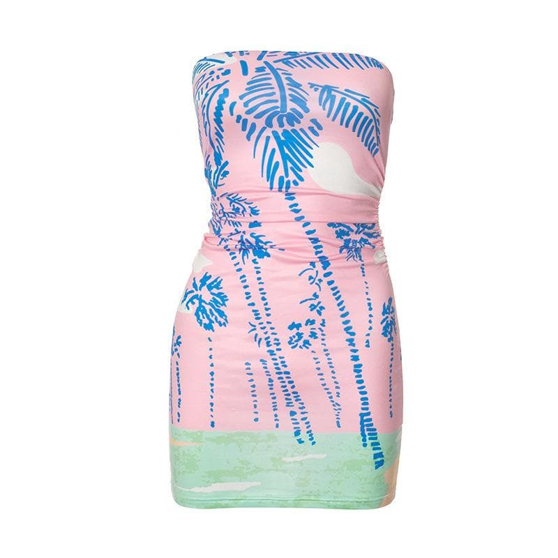 Print backless tube mini dress - republicanstateiPrint backless tube mini dress - republicanstatei