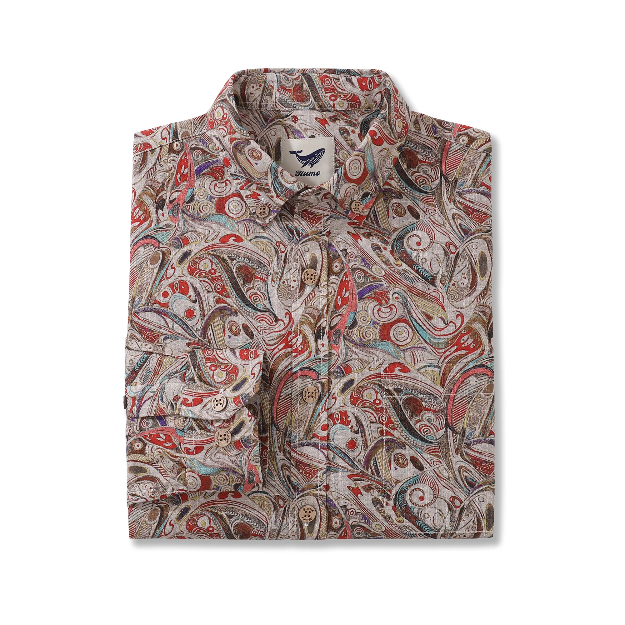 Men's Hawaiian Shirt Geometry of Tradition Cotton Button-down Long Sleeve Aloha Shirt - republicanstateiMen's Hawaiian Shirt Geometry of Tradition Cotton Button-down Long Sleeve Aloha Shirt - republicanstatei