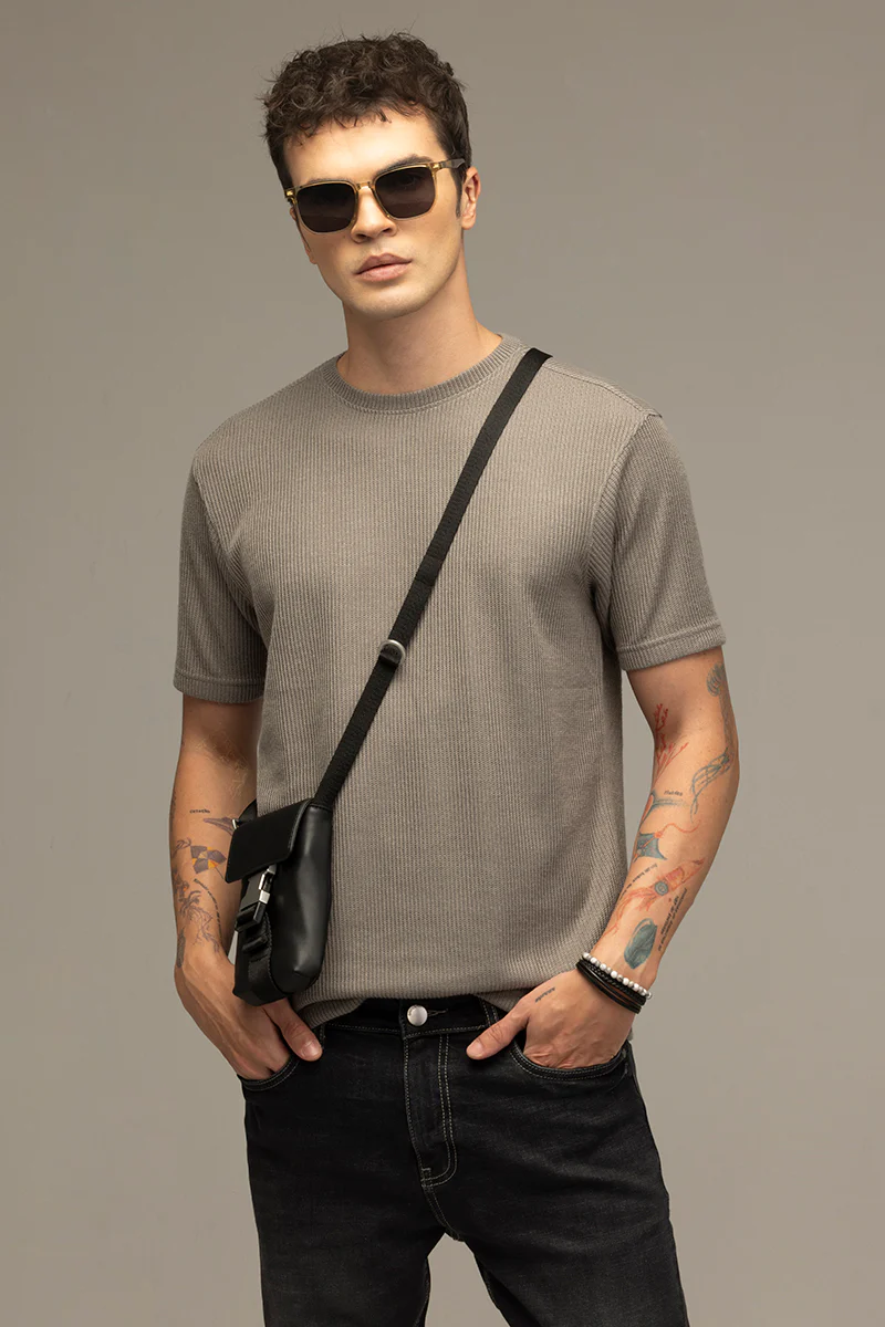 Waffle Weave Grey T-Shirt - republicanstateiWaffle Weave Grey T-Shirt - republicanstatei