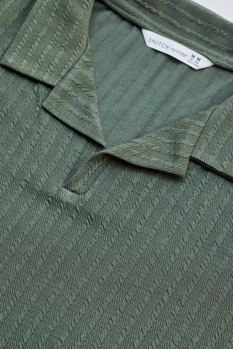 Olive Textured Cuban T-Shirt - republicanstateiOlive Textured Cuban T-Shirt - republicanstatei