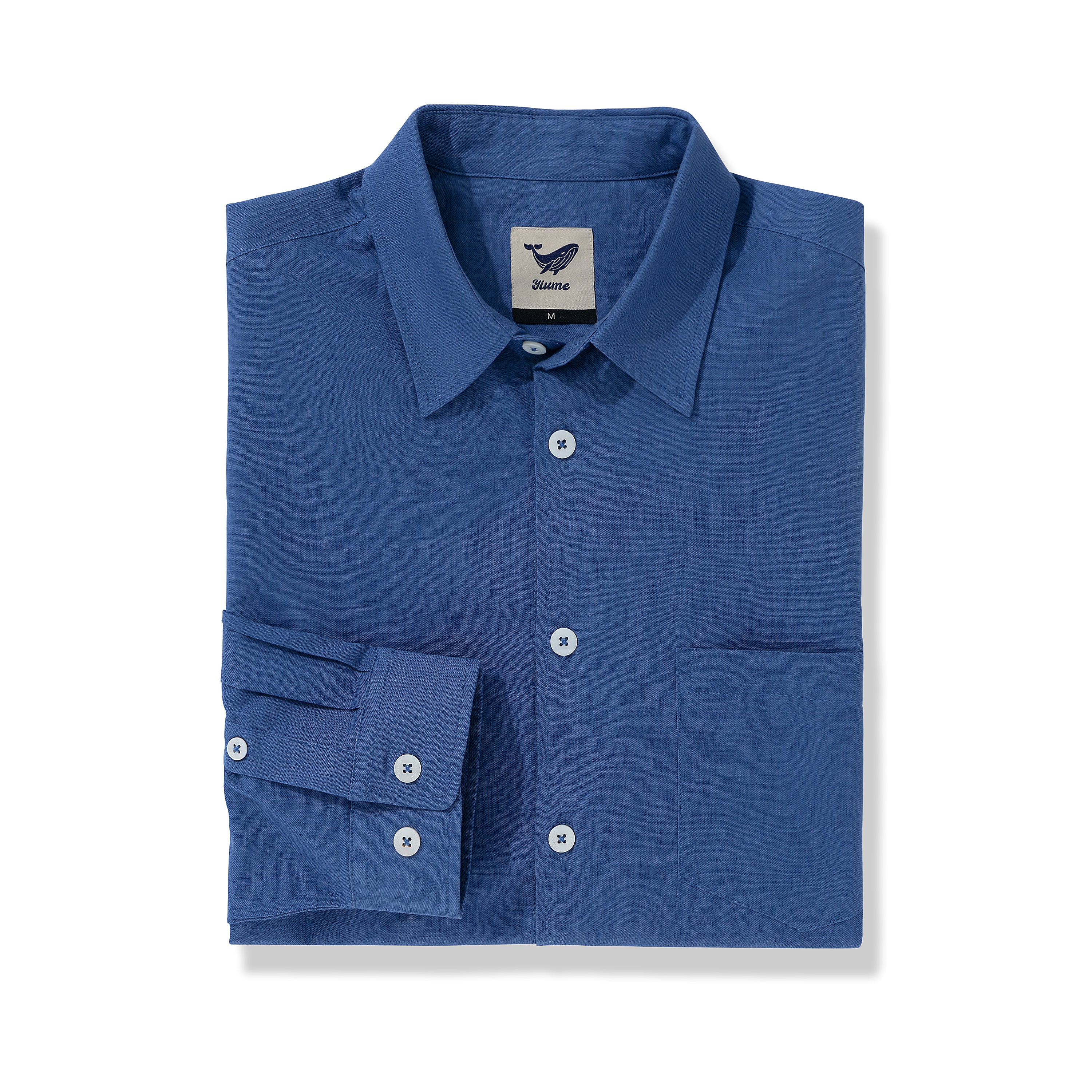 Hawaiian Shirt For Men Riviera Holiday Pointed Collar Long Sleeve Shirt - Royal Blue - republicanstateiHawaiian Shirt For Men Riviera Holiday Pointed Collar Long Sleeve Shirt - Royal Blue - republicanstatei