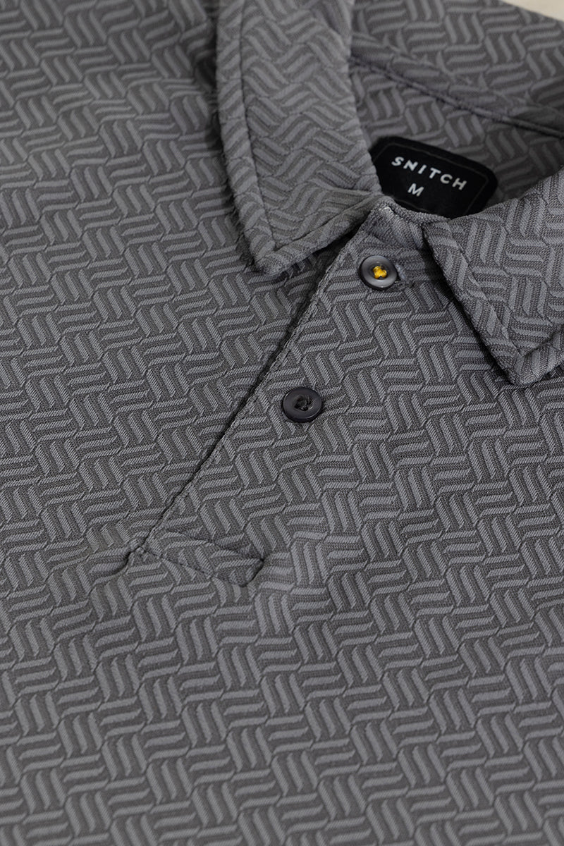 Triline Knit Grey Polo T-Shirt - republicanstateiTriline Knit Grey Polo T-Shirt - republicanstatei