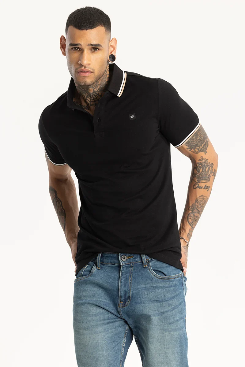 Black Slim Fit Polo T-Shirt - republicanstateiBlack Slim Fit Polo T-Shirt - republicanstatei