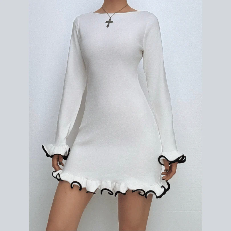Long sleeve ruffle mini dress - republicanstateiLong sleeve ruffle mini dress - republicanstatei