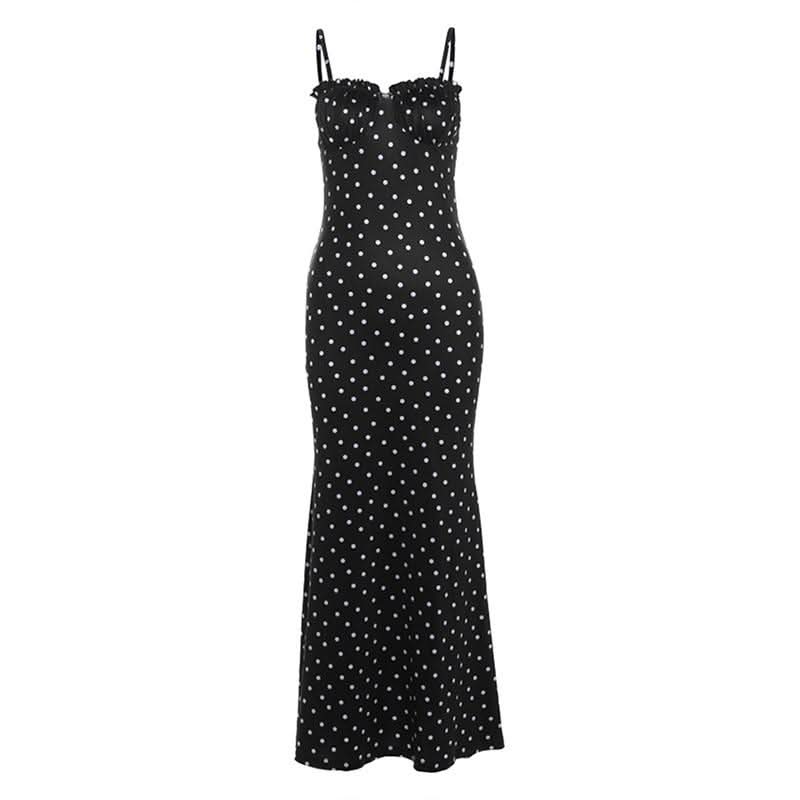 Polka dot ruched cami maxi dress - republicanstateiPolka dot ruched cami maxi dress - republicanstatei