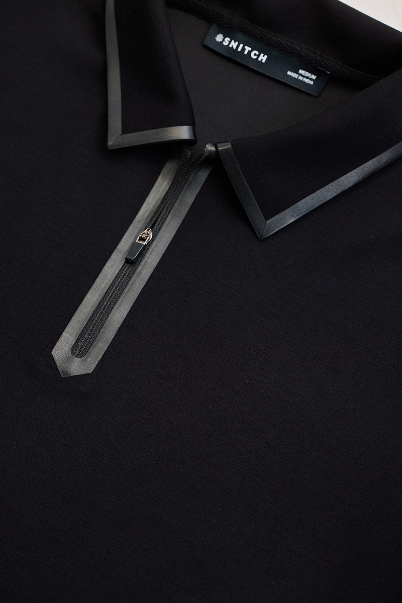 Black Zipper Polo T-Shirt - republicanstateiBlack Zipper Polo T-Shirt - republicanstatei