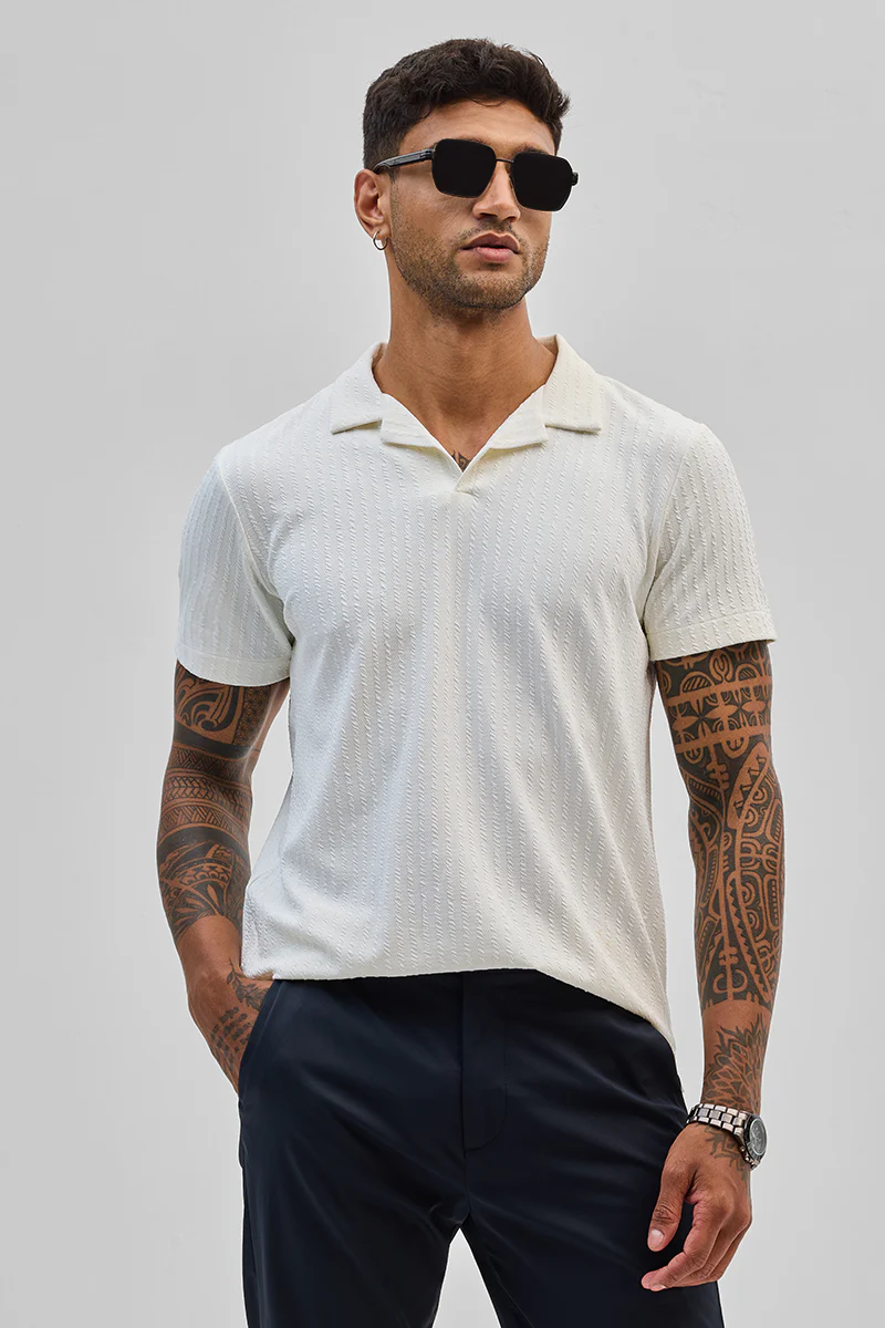 White Textured Cuban T-Shirt - republicanstateiWhite Textured Cuban T-Shirt - republicanstatei