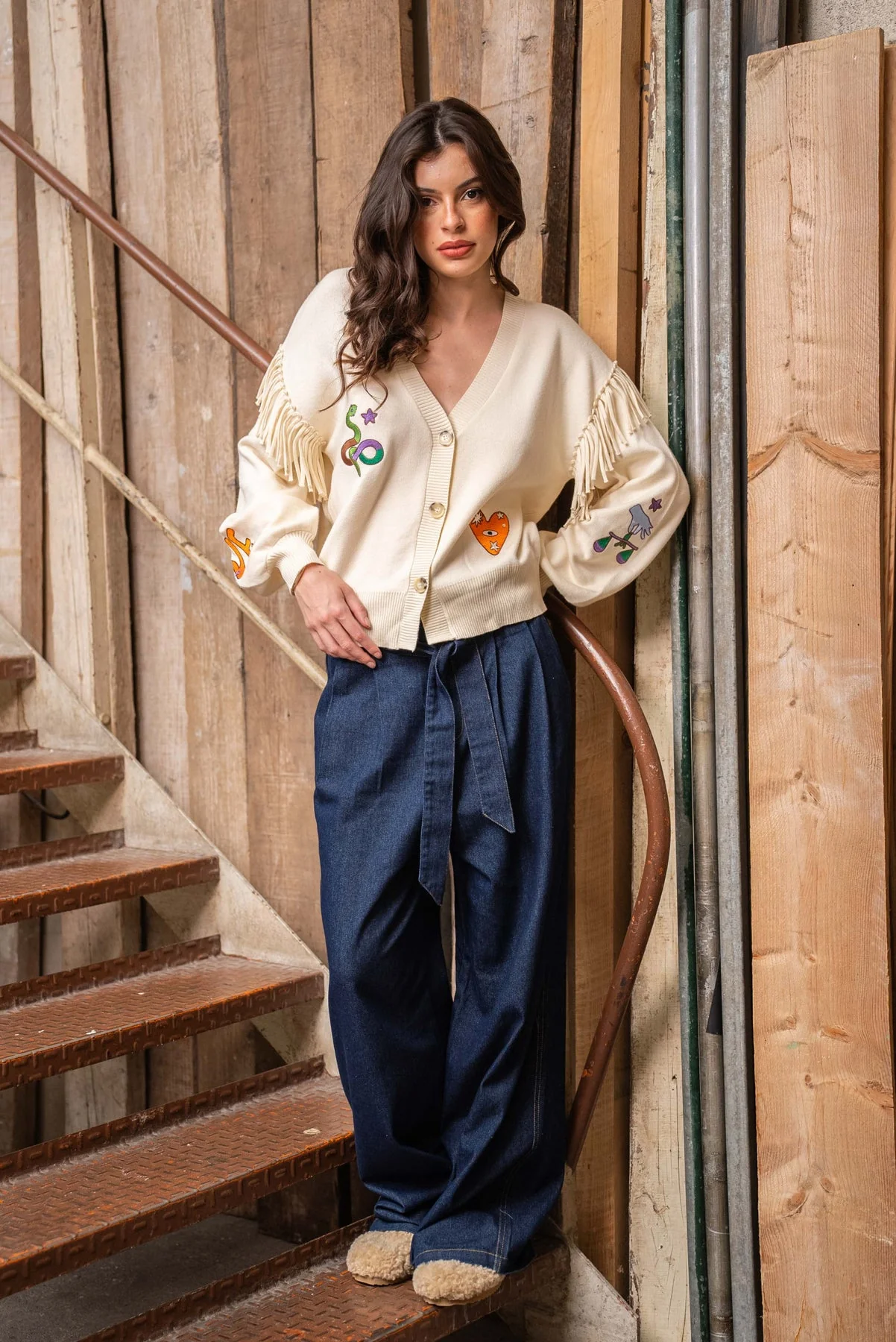 Fringed Cardigan - Cream - republicanstateiFringed Cardigan - Cream - republicanstatei